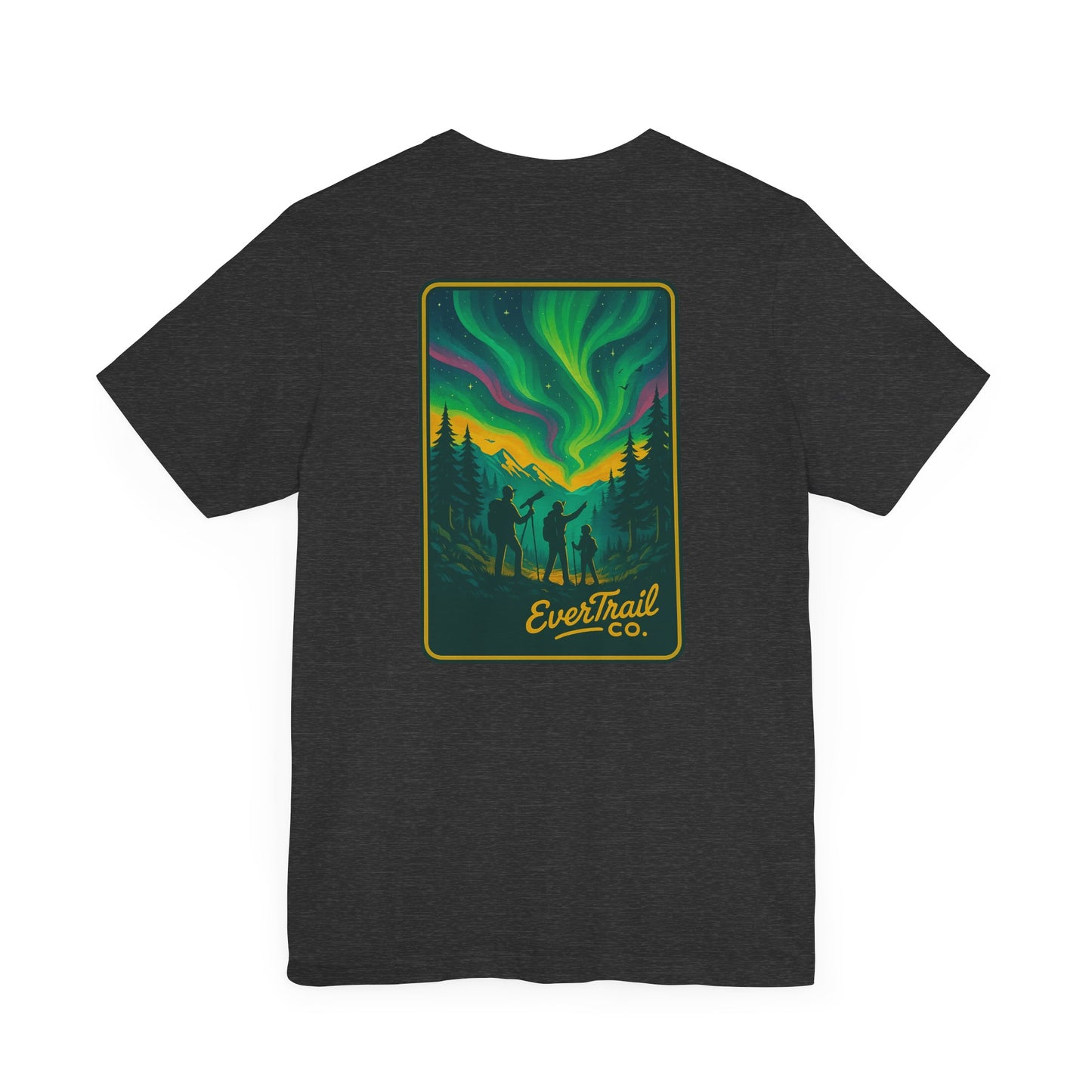 Northern Lights Adventure Awaits Graphic Tee, Unisex Outdoors Shirt, Nature Lover Clothing, Camping Tee, Starry Night Casual Wear, Gift for Adventurers