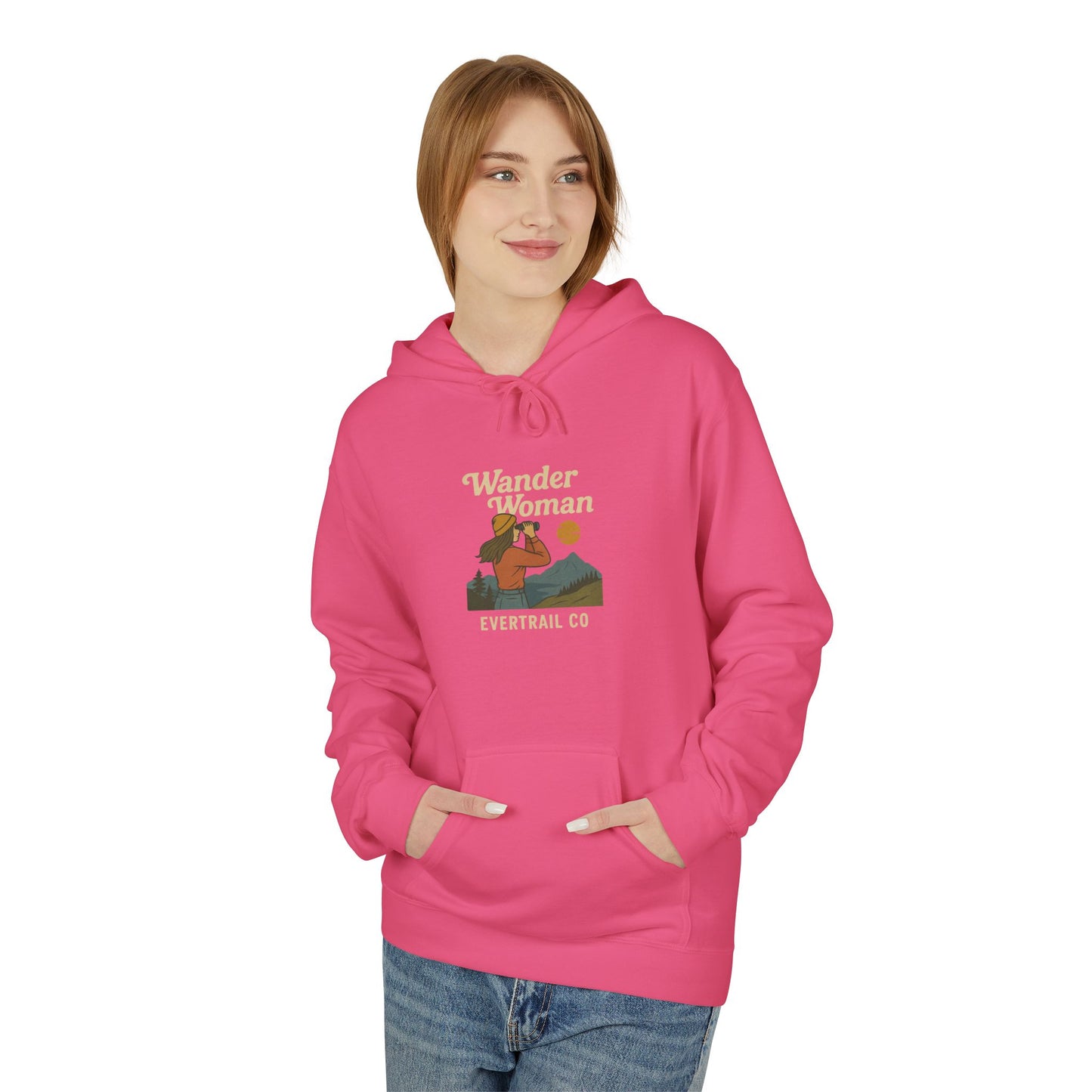 EverTrail's Wander Woman Hoodie , Cozy Fleece Hoodie for Every Season, Unisex Softstyle Sweatshirt, Perfect Gift for Nature Lovers, Casual Wear, Winter Apparel