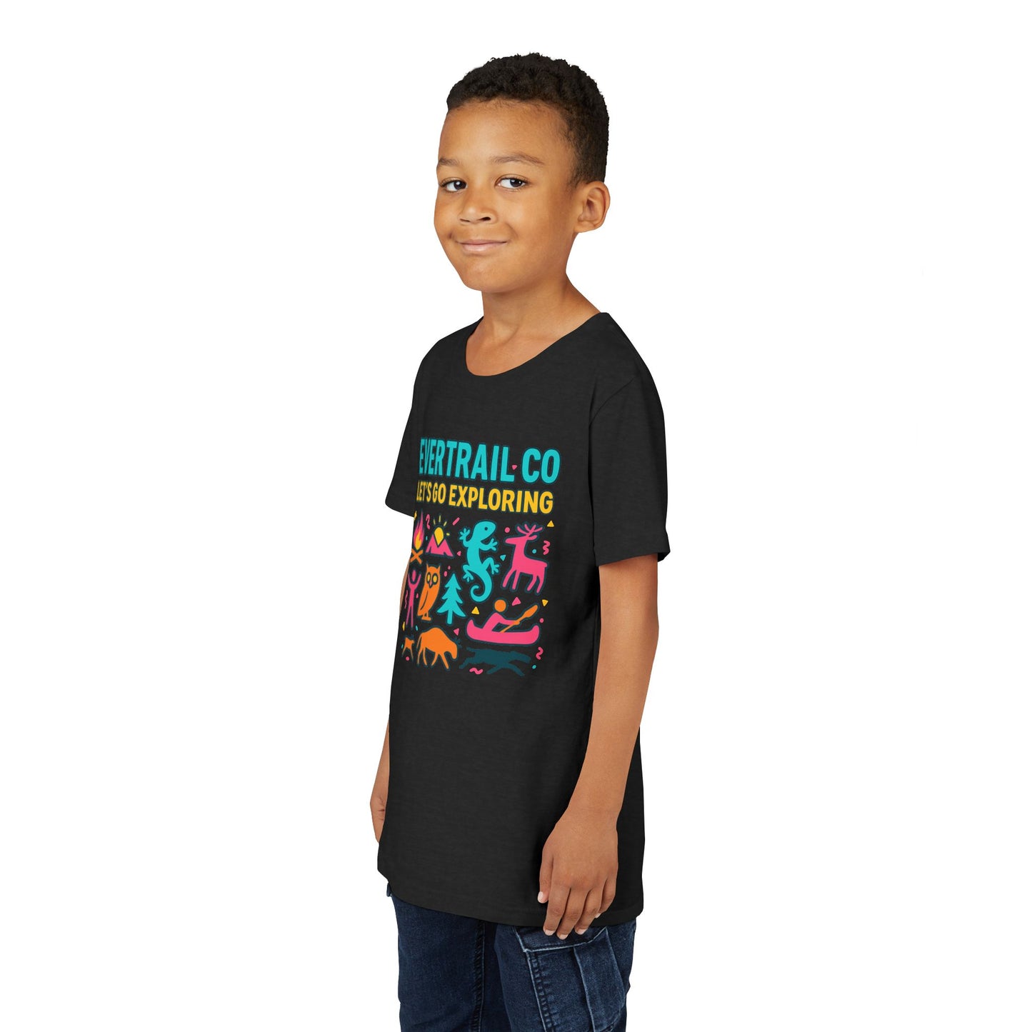 “Let’s Go Exploring” Retro Kids Adventure Shirt – 90s Nature Icons Tee by EverTrail Co.