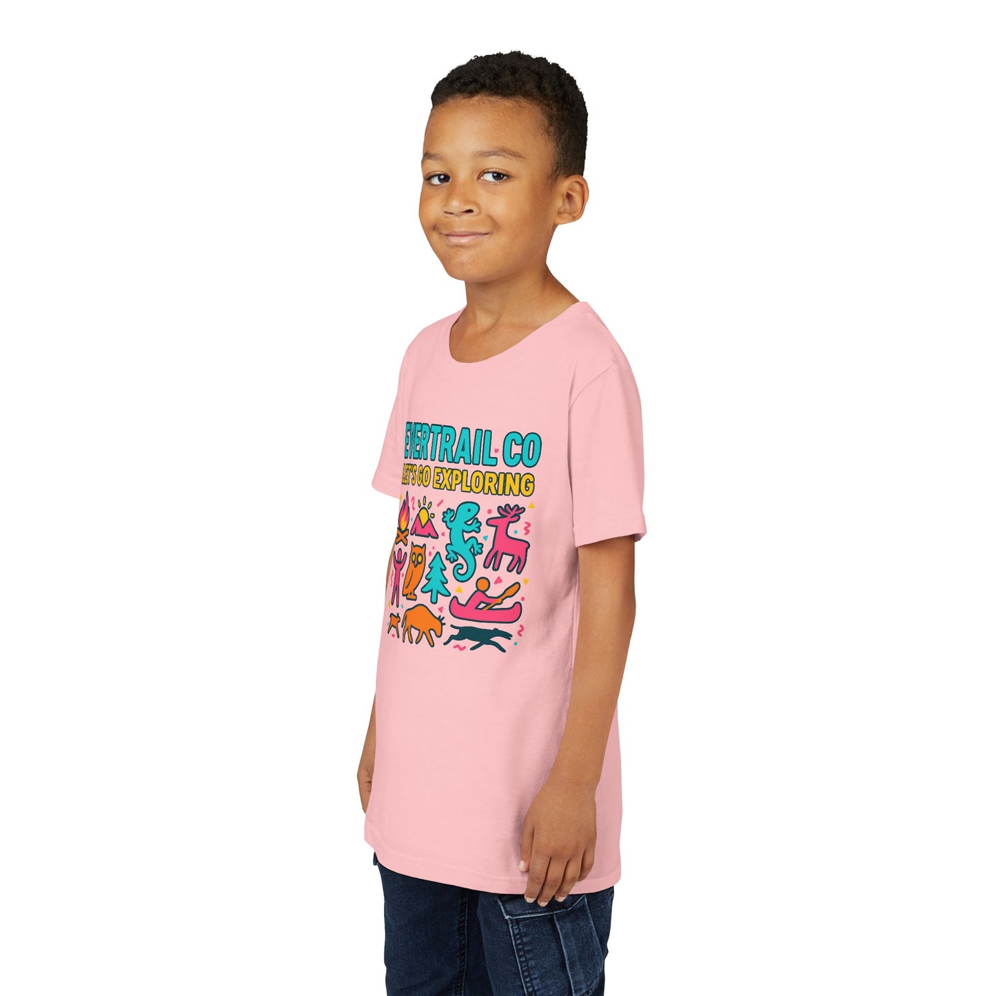 “Let’s Go Exploring” Retro Kids Adventure Shirt – 90s Nature Icons Tee by EverTrail Co.