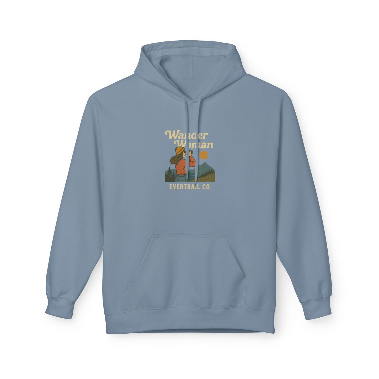 EverTrail's Wander Woman Hoodie , Cozy Fleece Hoodie for Every Season, Unisex Softstyle Sweatshirt, Perfect Gift for Nature Lovers, Casual Wear, Winter Apparel