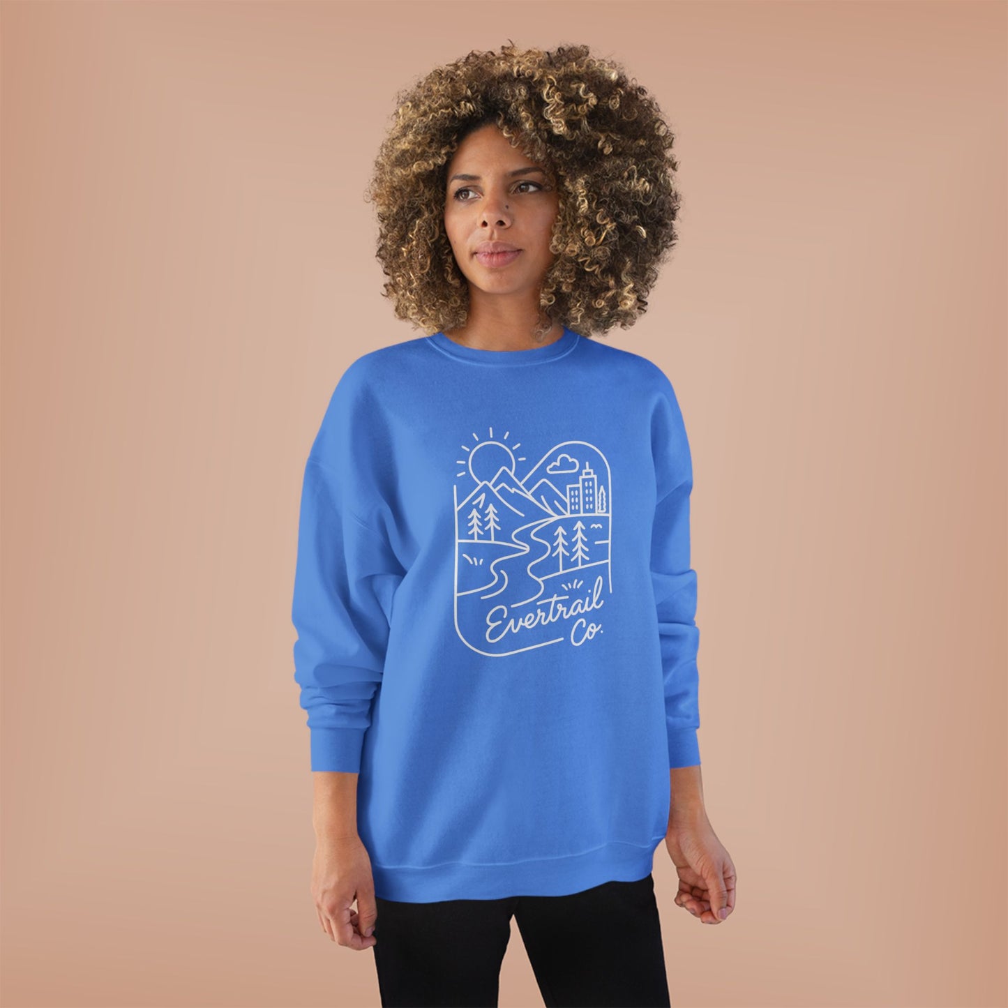 Women's Eco-Friendly Adventure Sweatshirt, Cozy Unisex Crewneck for Nature Lovers, Perfect for Camping, Hiking, Everyday Comfort
