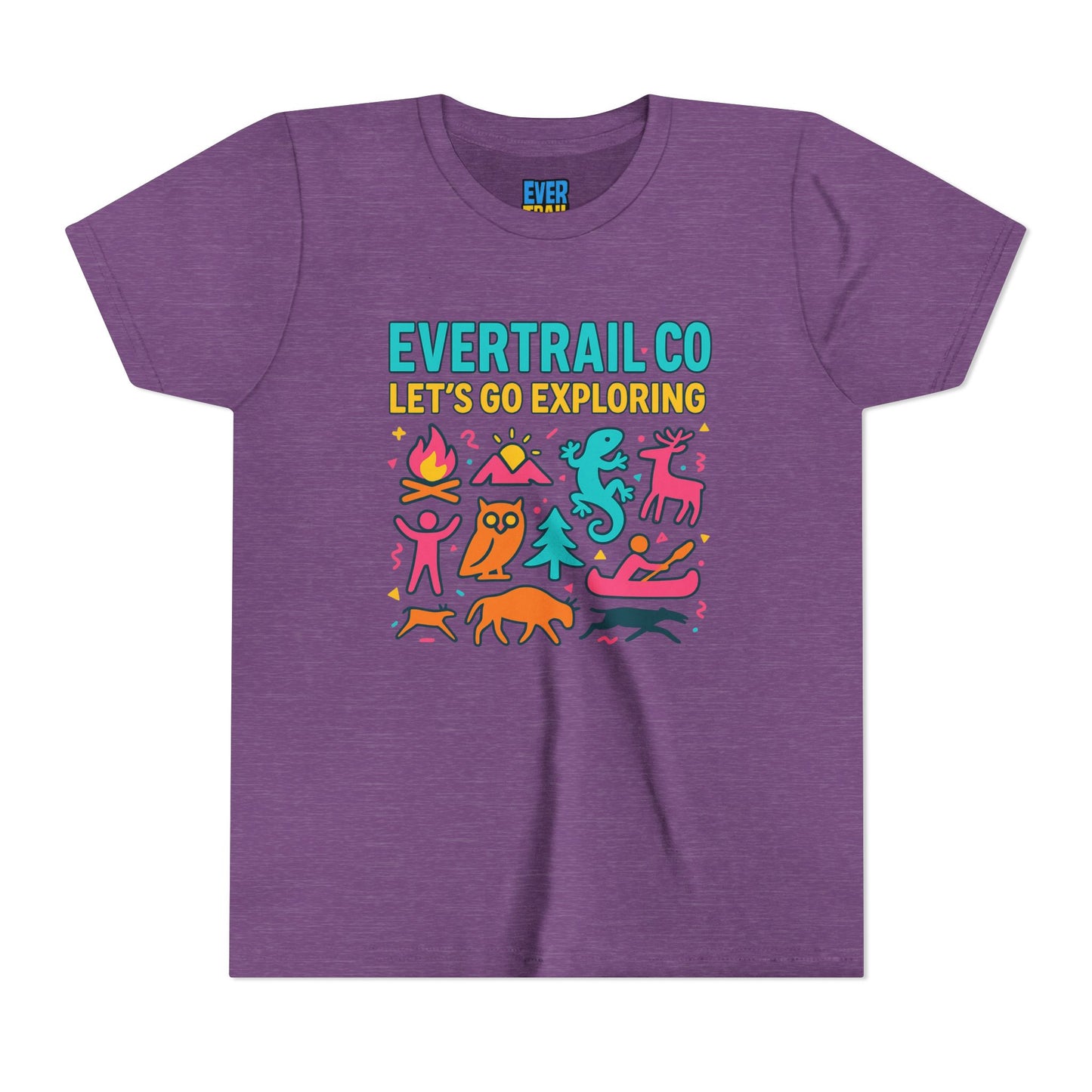 “Let’s Go Exploring” Retro Kids Adventure Shirt – 90s Nature Icons Tee by EverTrail Co.