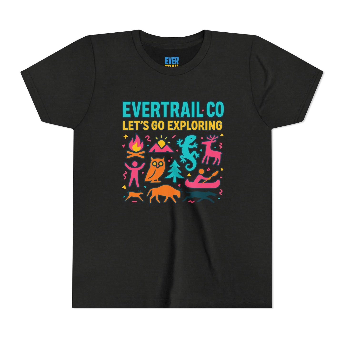 “Let’s Go Exploring” Retro Kids Adventure Shirt – 90s Nature Icons Tee by EverTrail Co.