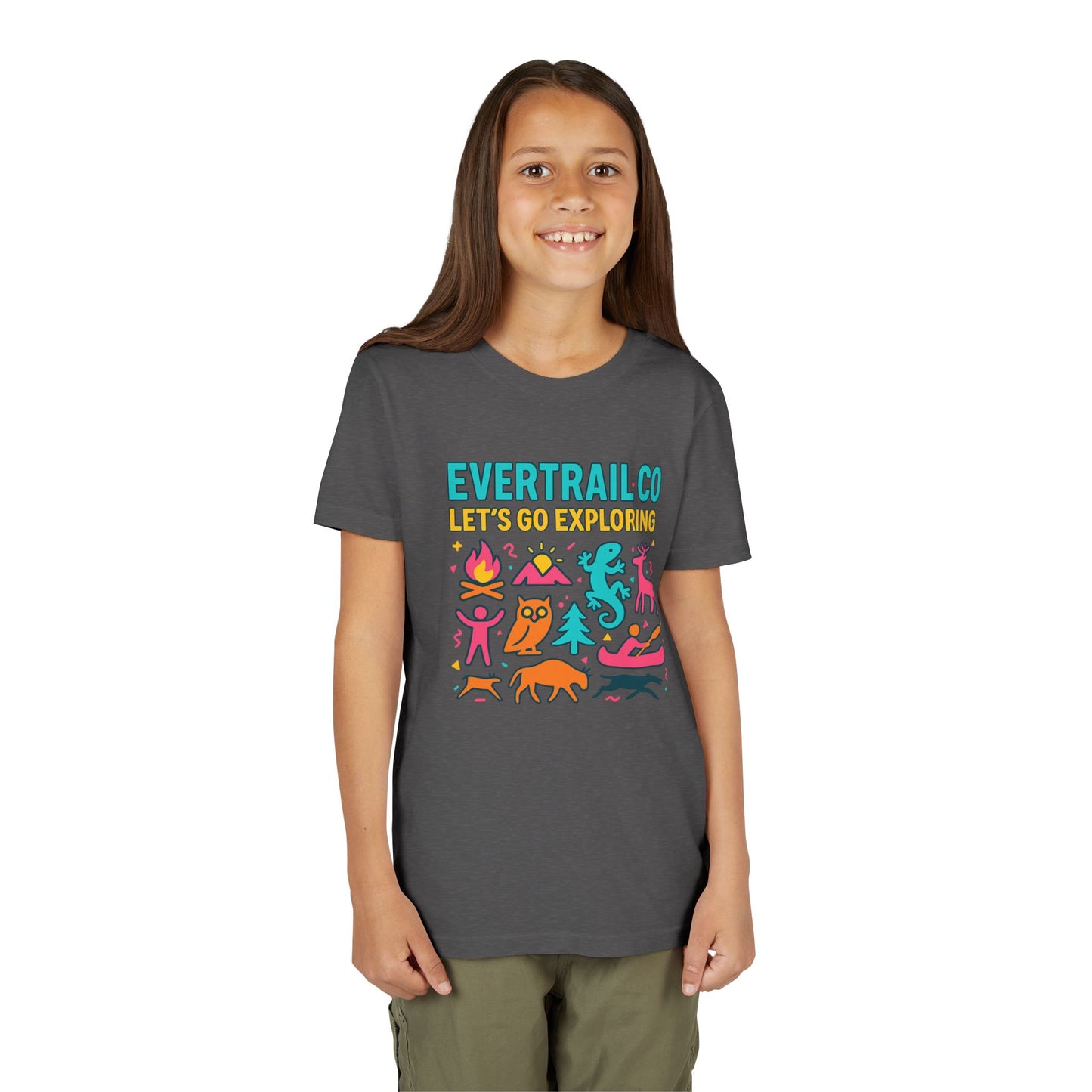 “Let’s Go Exploring” Retro Kids Adventure Shirt – 90s Nature Icons Tee by EverTrail Co.