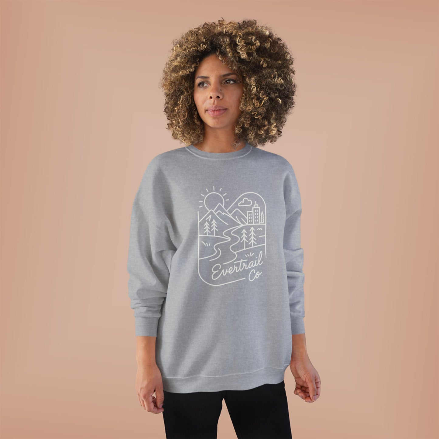 Women's Eco-Friendly Adventure Sweatshirt, Cozy Unisex Crewneck for Nature Lovers, Perfect for Camping, Hiking, Everyday Comfort