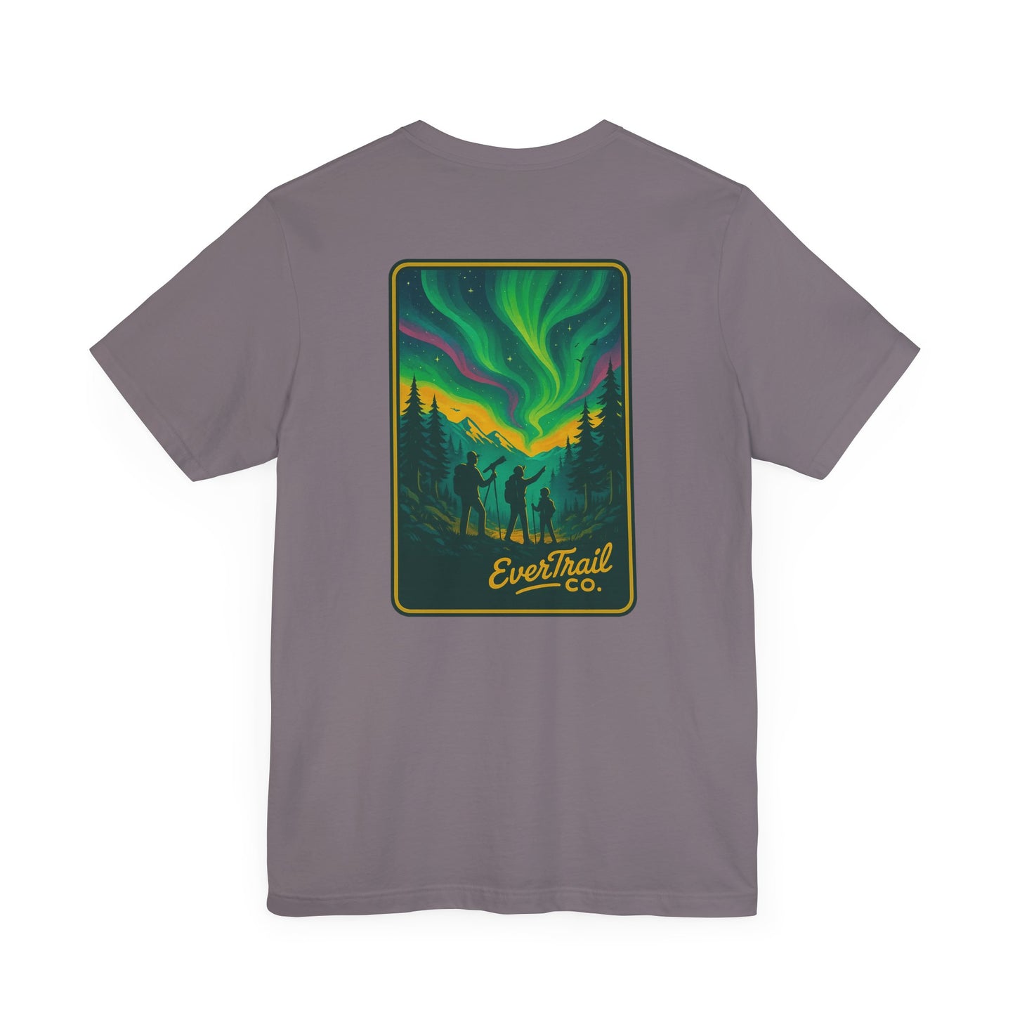 Northern Lights Adventure Awaits Graphic Tee, Unisex Outdoors Shirt, Nature Lover Clothing, Camping Tee, Starry Night Casual Wear, Gift for Adventurers