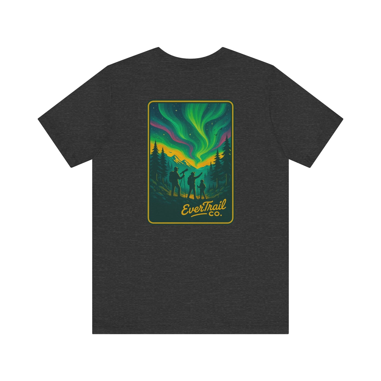 Northern Lights Adventure Awaits Graphic Tee, Unisex Outdoors Shirt, Nature Lover Clothing, Camping Tee, Starry Night Casual Wear, Gift for Adventurers