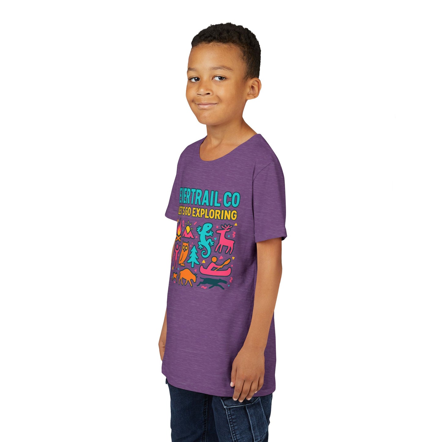 “Let’s Go Exploring” Retro Kids Adventure Shirt – 90s Nature Icons Tee by EverTrail Co.