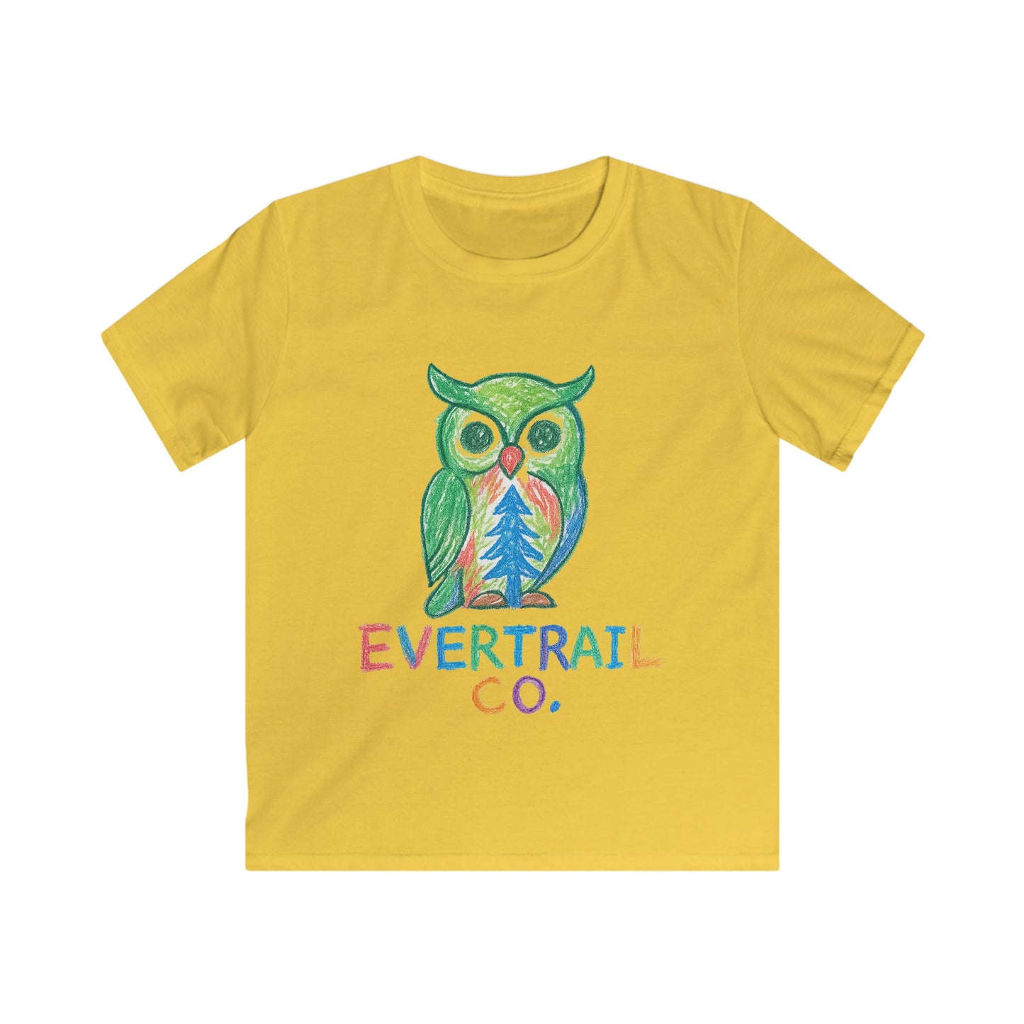 Colorful Crayon Drawn Owl Kids Tee - Perfect for Nature Lovers | Birthday Gift, Summer Outfit, Animal Lover, Eco-Friendly, Casual Wear