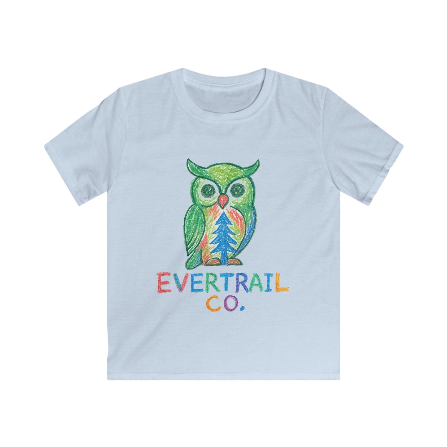 Colorful Crayon Drawn Owl Kids Tee - Perfect for Nature Lovers | Birthday Gift, Summer Outfit, Animal Lover, Eco-Friendly, Casual Wear