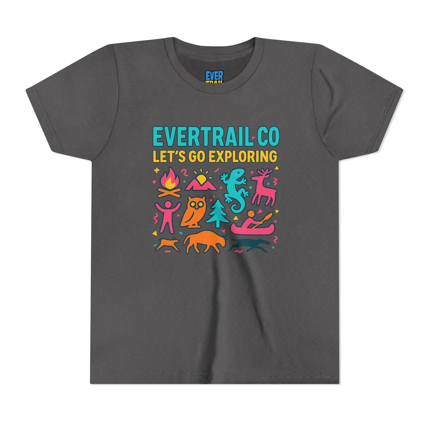 “Let’s Go Exploring” Retro Kids Adventure Shirt – 90s Nature Icons Tee by EverTrail Co.