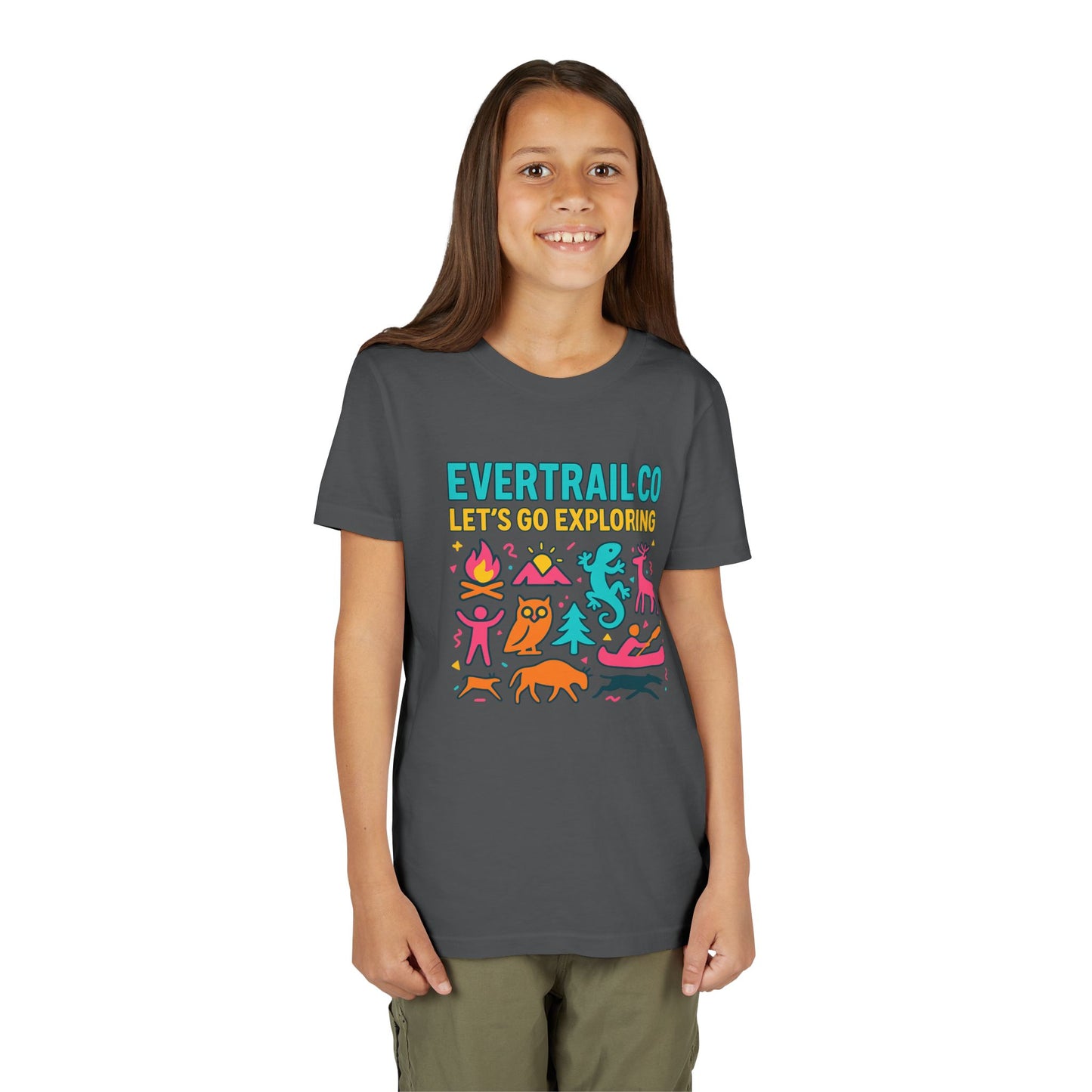 “Let’s Go Exploring” Retro Kids Adventure Shirt – 90s Nature Icons Tee by EverTrail Co.