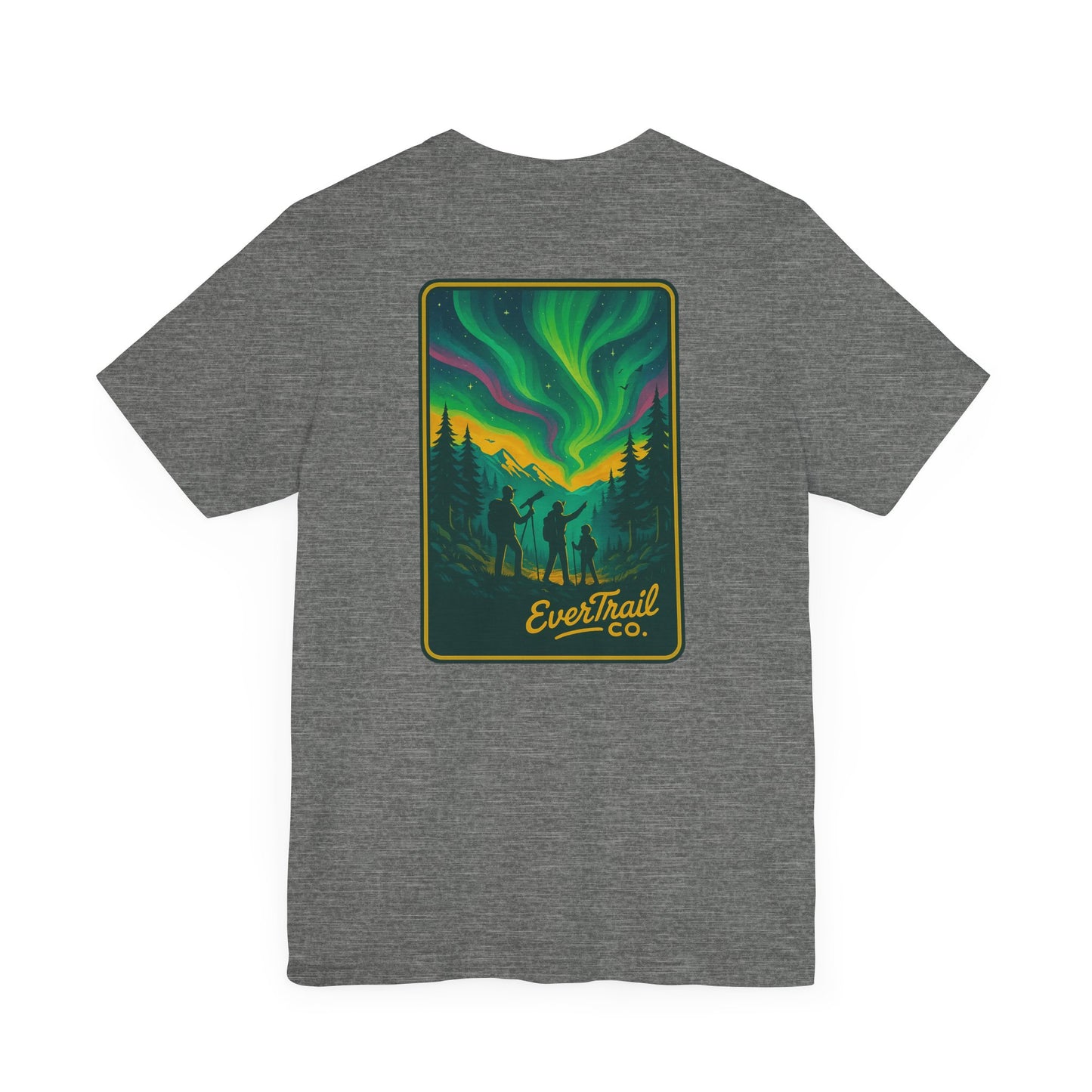 Northern Lights Adventure Awaits Graphic Tee, Unisex Outdoors Shirt, Nature Lover Clothing, Camping Tee, Starry Night Casual Wear, Gift for Adventurers