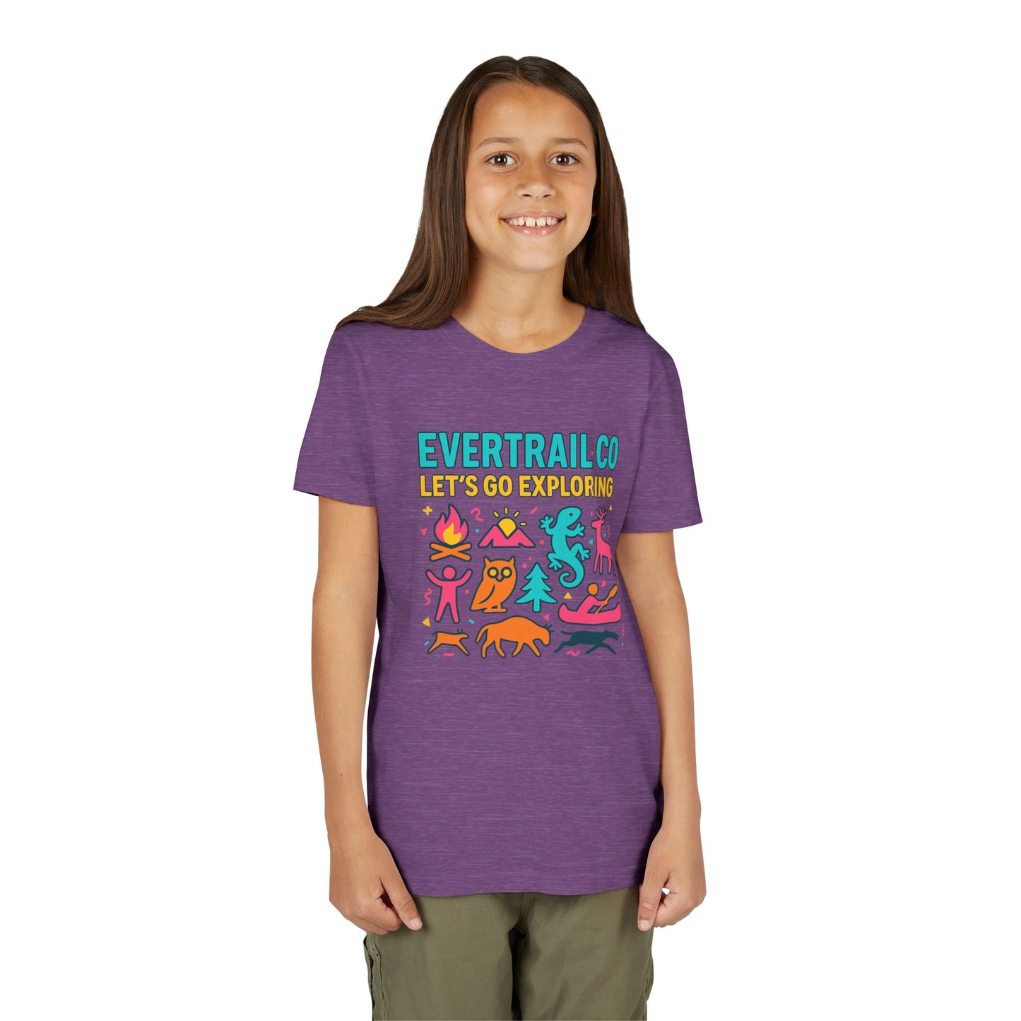 “Let’s Go Exploring” Retro Kids Adventure Shirt – 90s Nature Icons Tee by EverTrail Co.