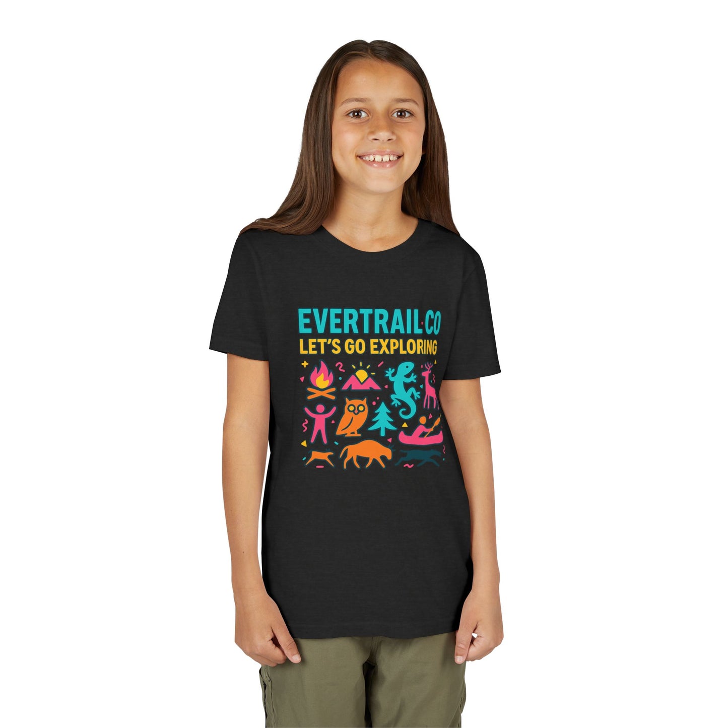 “Let’s Go Exploring” Retro Kids Adventure Shirt – 90s Nature Icons Tee by EverTrail Co.