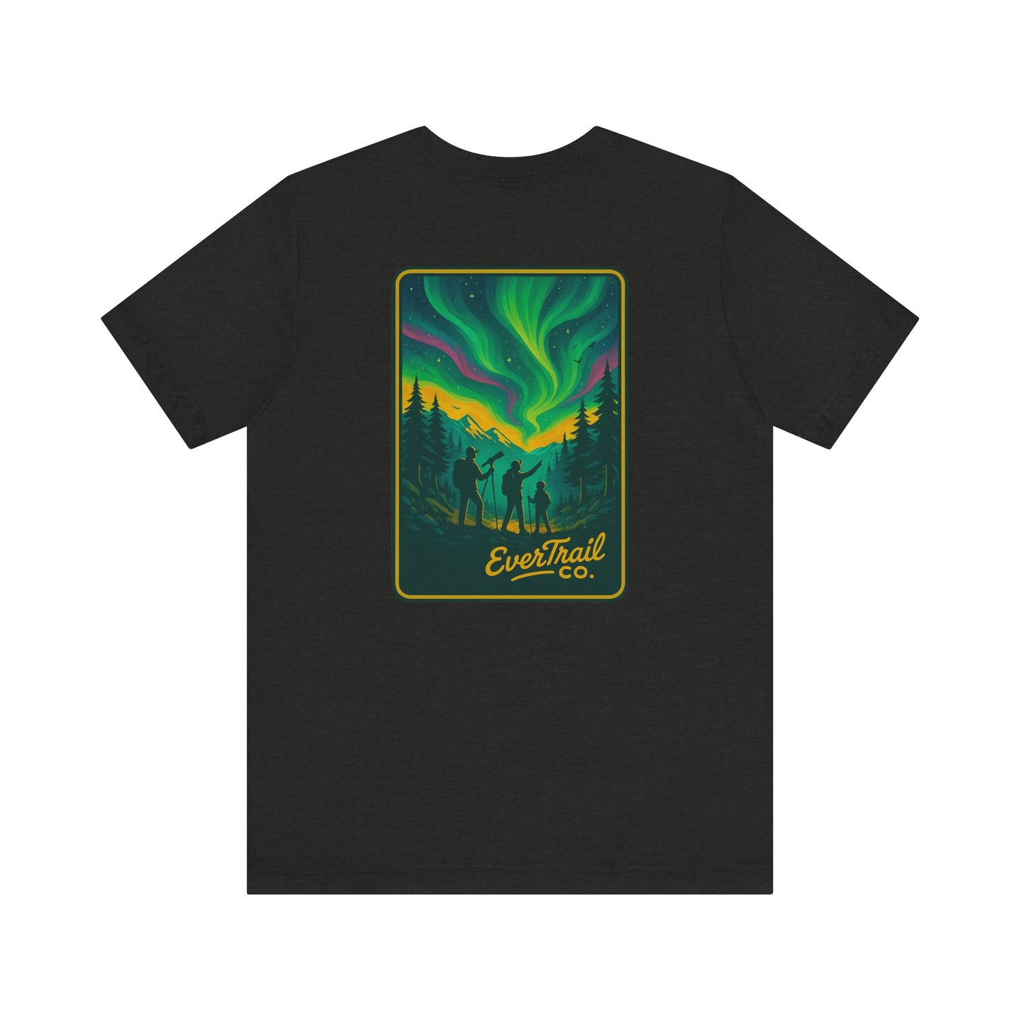 Northern Lights Adventure Awaits Graphic Tee, Unisex Outdoors Shirt, Nature Lover Clothing, Camping Tee, Starry Night Casual Wear, Gift for Adventurers