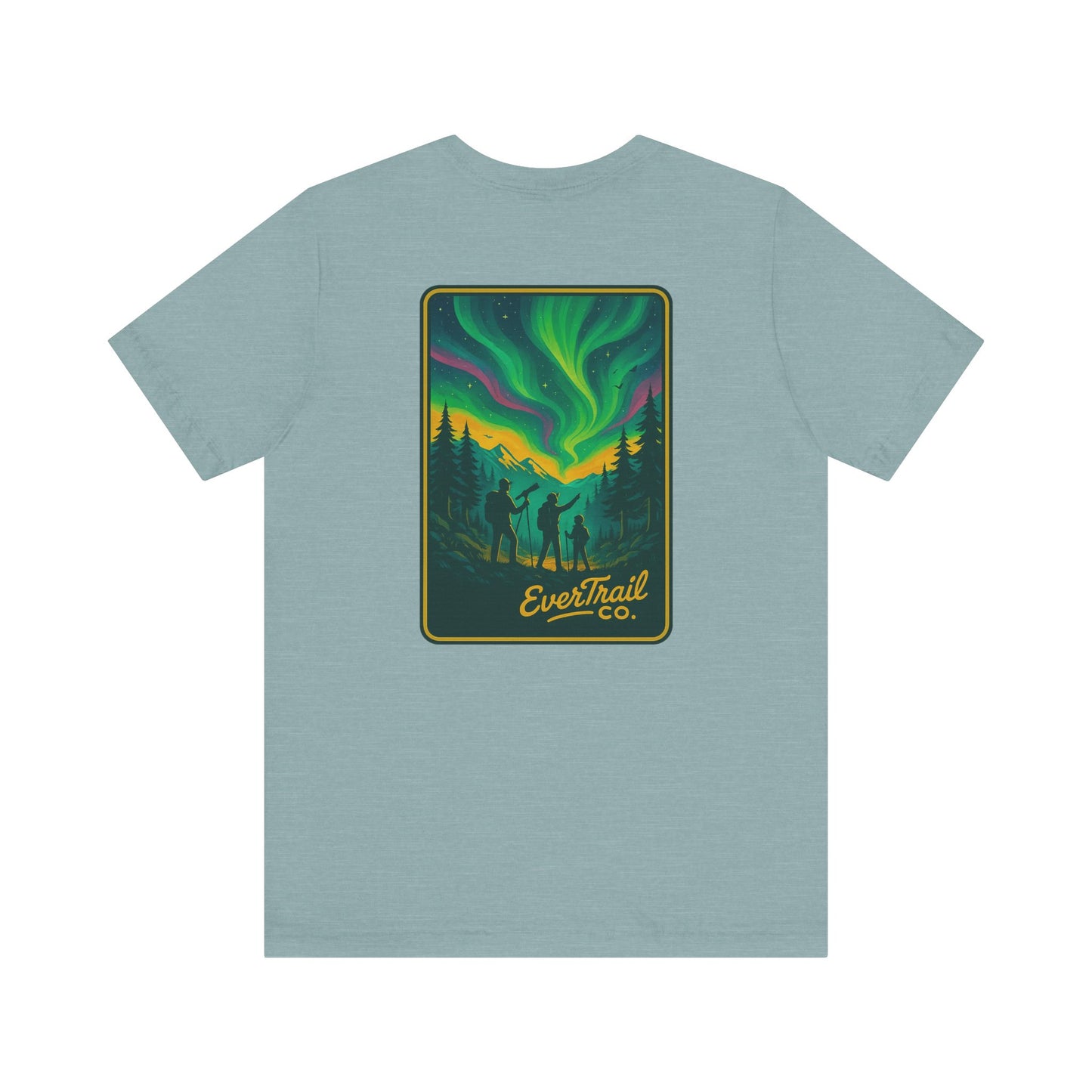 Northern Lights Adventure Awaits Graphic Tee, Unisex Outdoors Shirt, Nature Lover Clothing, Camping Tee, Starry Night Casual Wear, Gift for Adventurers