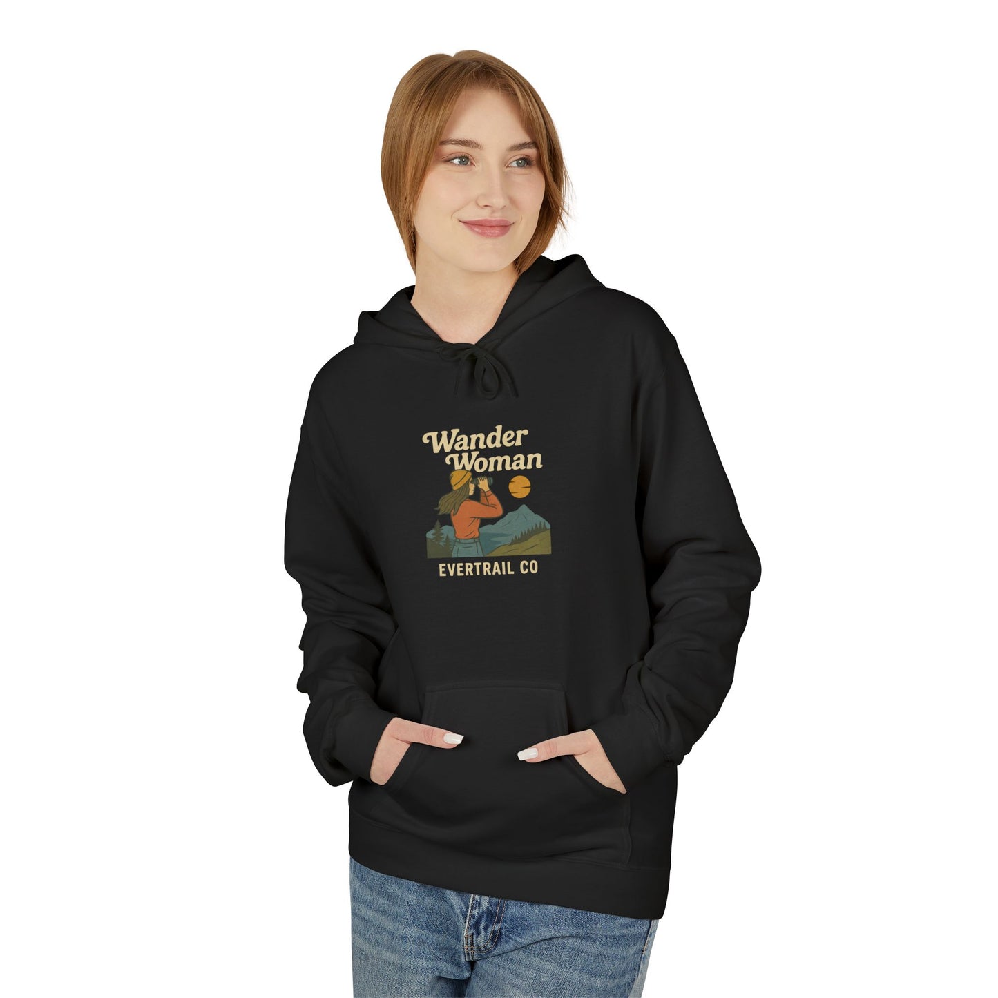 EverTrail's Wander Woman Hoodie , Cozy Fleece Hoodie for Every Season, Unisex Softstyle Sweatshirt, Perfect Gift for Nature Lovers, Casual Wear, Winter Apparel