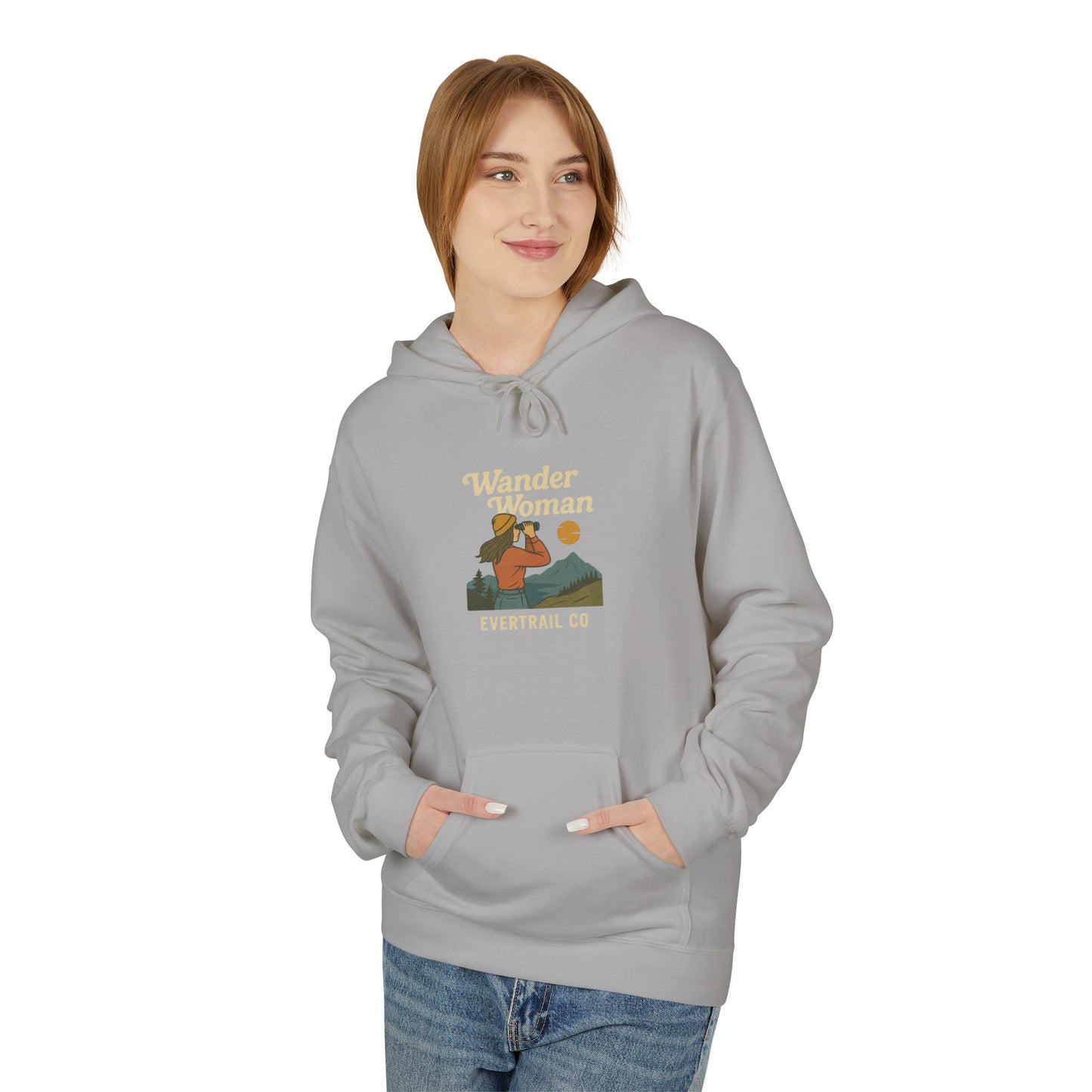 EverTrail's Wander Woman Hoodie , Cozy Fleece Hoodie for Every Season, Unisex Softstyle Sweatshirt, Perfect Gift for Nature Lovers, Casual Wear, Winter Apparel