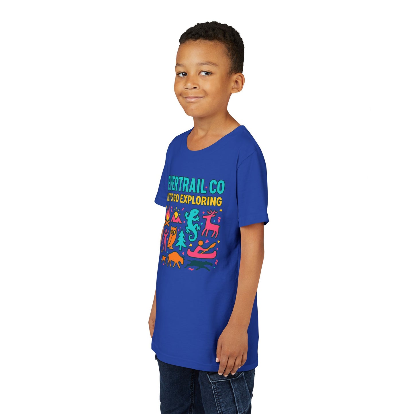 “Let’s Go Exploring” Retro Kids Adventure Shirt – 90s Nature Icons Tee by EverTrail Co.