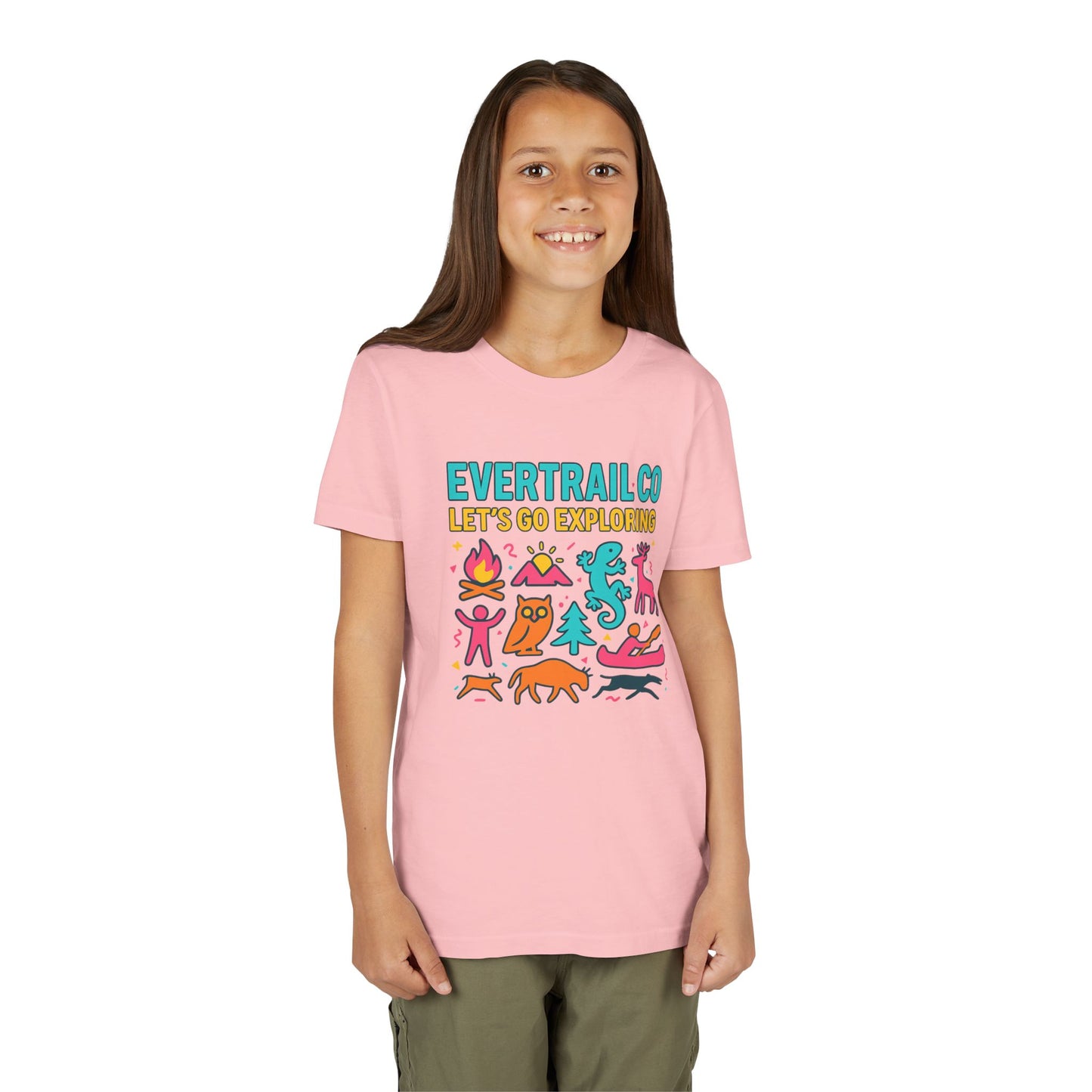 “Let’s Go Exploring” Retro Kids Adventure Shirt – 90s Nature Icons Tee by EverTrail Co.