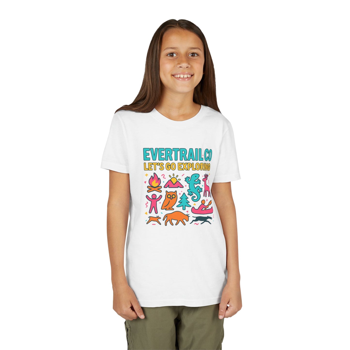 “Let’s Go Exploring” Retro Kids Adventure Shirt – 90s Nature Icons Tee by EverTrail Co.