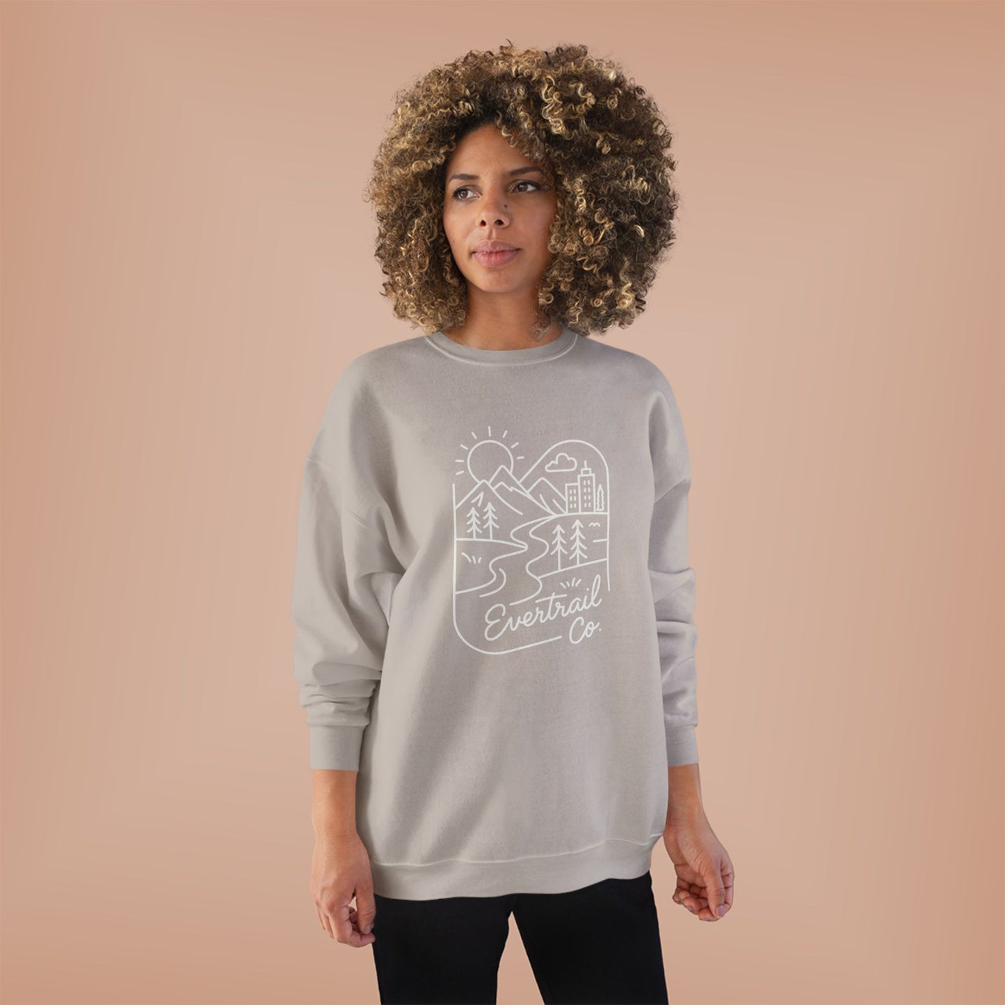 Women's Eco-Friendly Adventure Sweatshirt, Cozy Unisex Crewneck for Nature Lovers, Perfect for Camping, Hiking, Everyday Comfort
