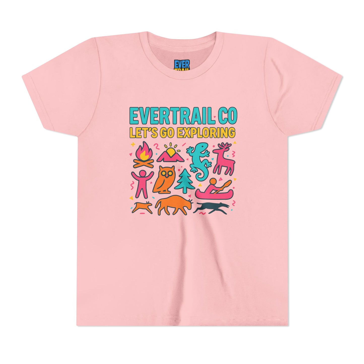 “Let’s Go Exploring” Retro Kids Adventure Shirt – 90s Nature Icons Tee by EverTrail Co.