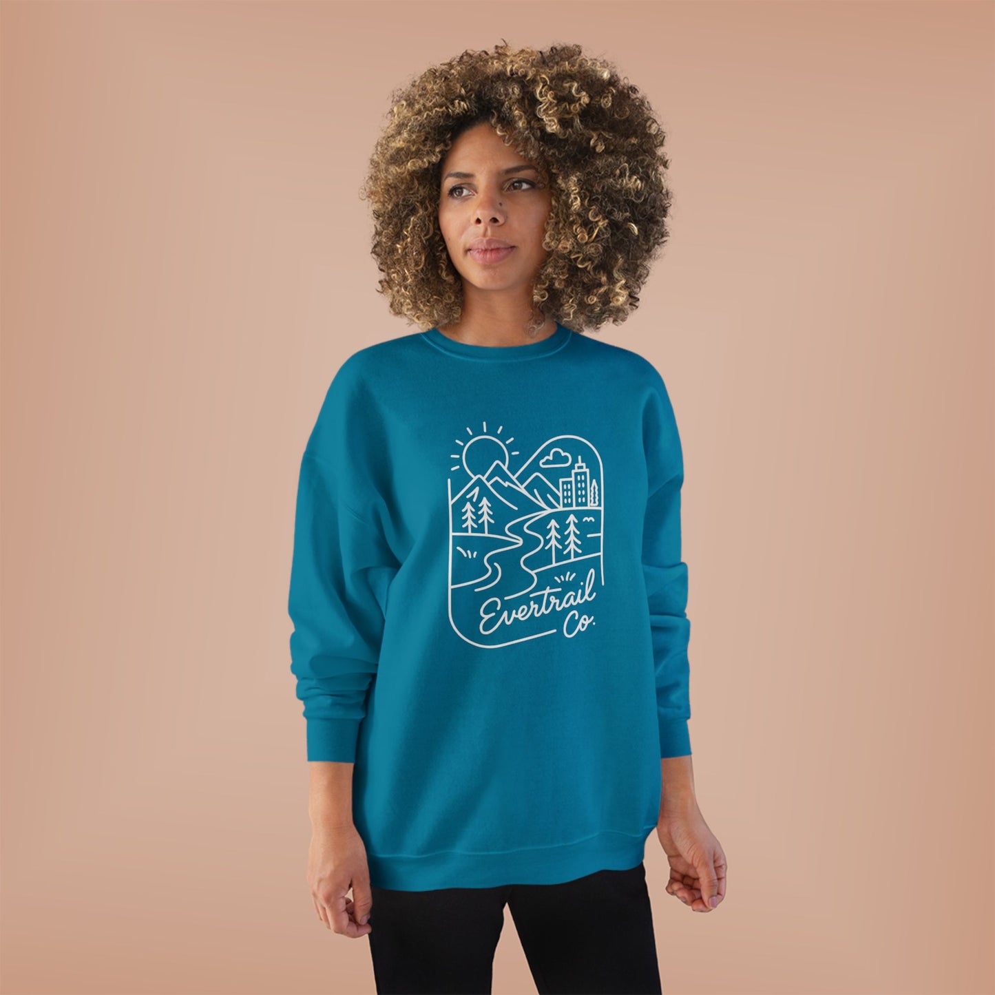 Women's Eco-Friendly Adventure Sweatshirt, Cozy Unisex Crewneck for Nature Lovers, Perfect for Camping, Hiking, Everyday Comfort