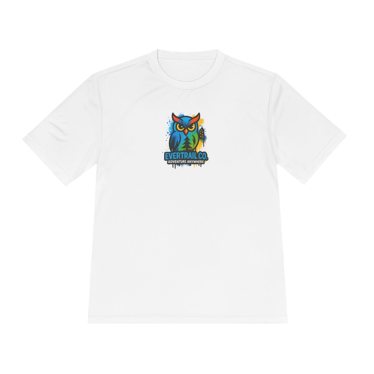 Colorful Urban Owl Unisex Moisture Wicking Tee for Active Lifestyles, Sports, Summer, Nature Lovers, Gift Idea