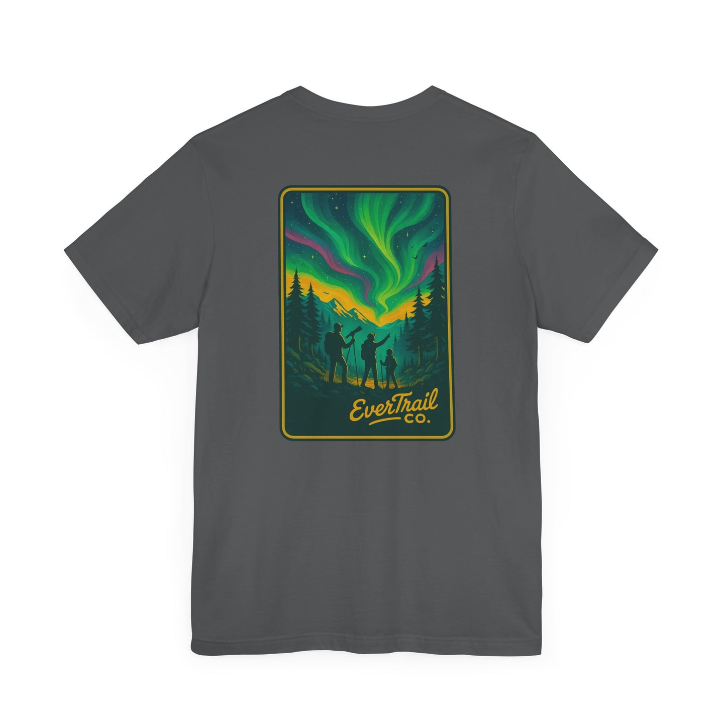 Northern Lights Adventure Awaits Graphic Tee, Unisex Outdoors Shirt, Nature Lover Clothing, Camping Tee, Starry Night Casual Wear, Gift for Adventurers
