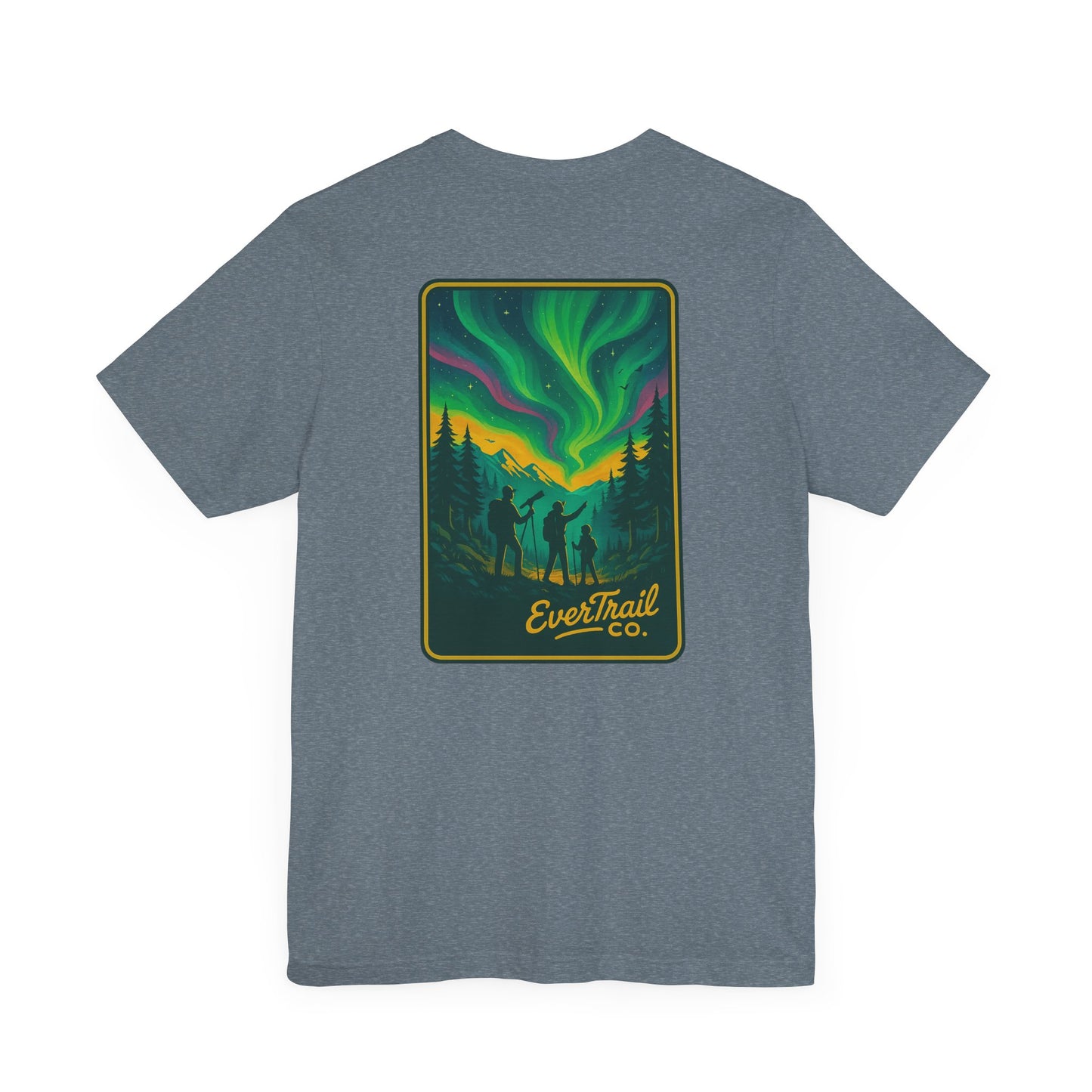 Northern Lights Adventure Awaits Graphic Tee, Unisex Outdoors Shirt, Nature Lover Clothing, Camping Tee, Starry Night Casual Wear, Gift for Adventurers