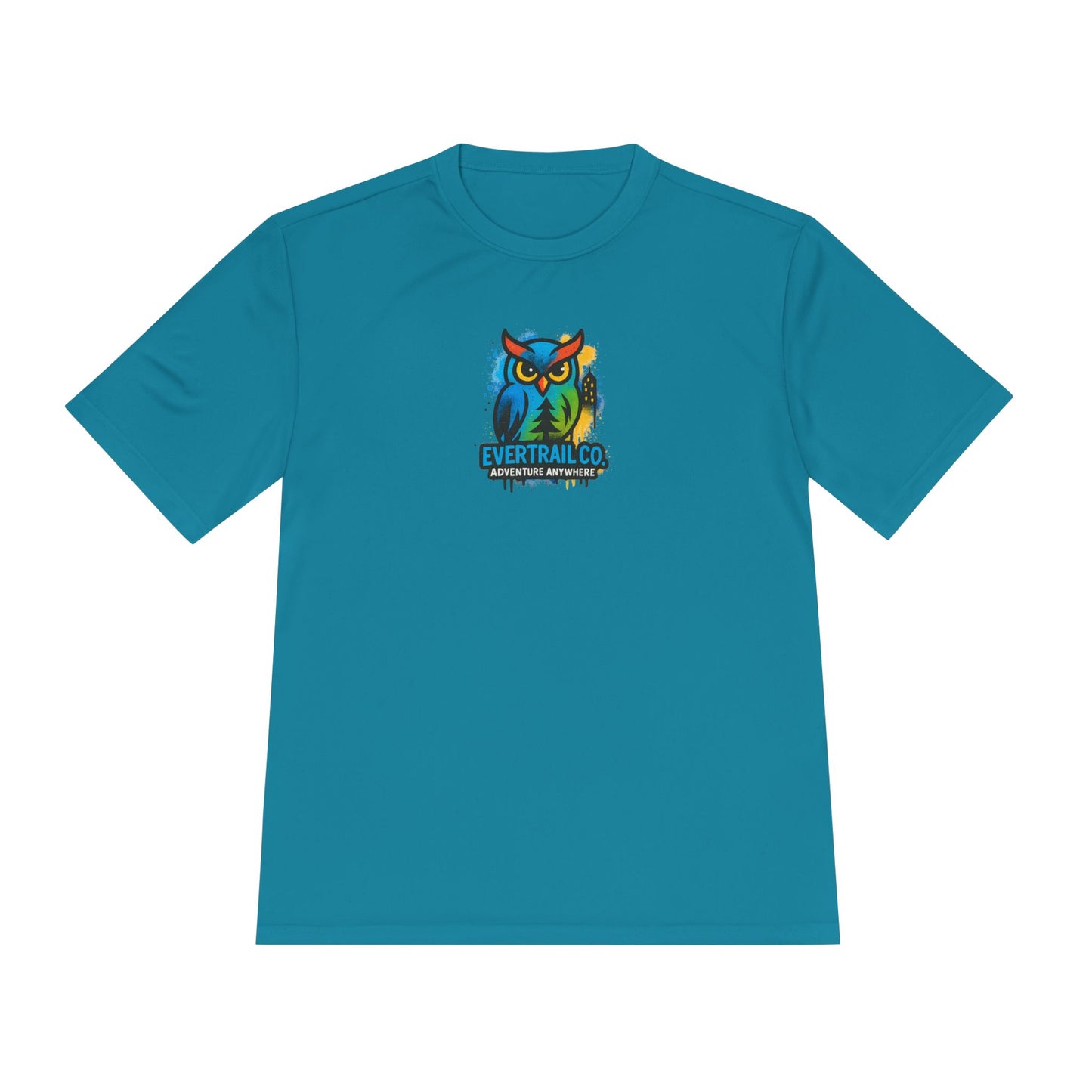 Colorful Urban Owl Unisex Moisture Wicking Tee for Active Lifestyles, Sports, Summer, Nature Lovers, Gift Idea