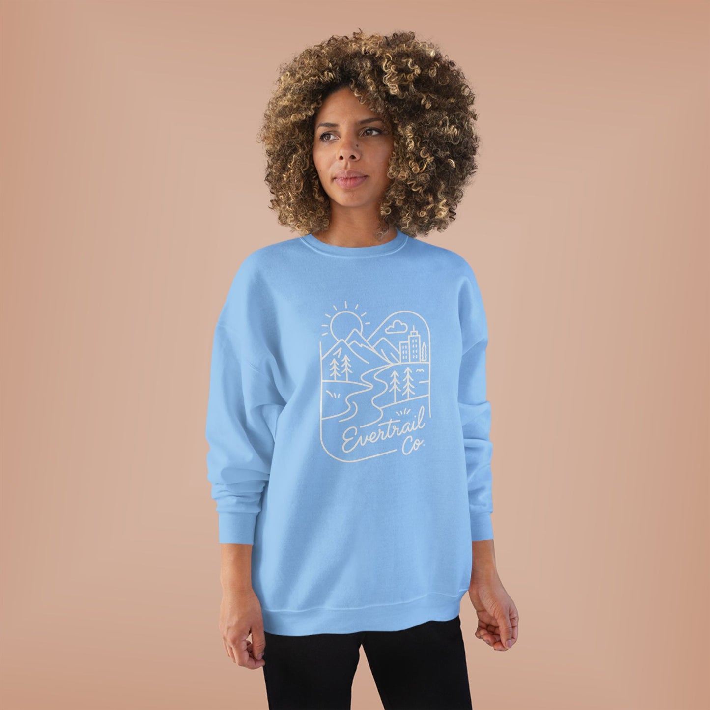 Women's Eco-Friendly Adventure Sweatshirt, Cozy Unisex Crewneck for Nature Lovers, Perfect for Camping, Hiking, Everyday Comfort