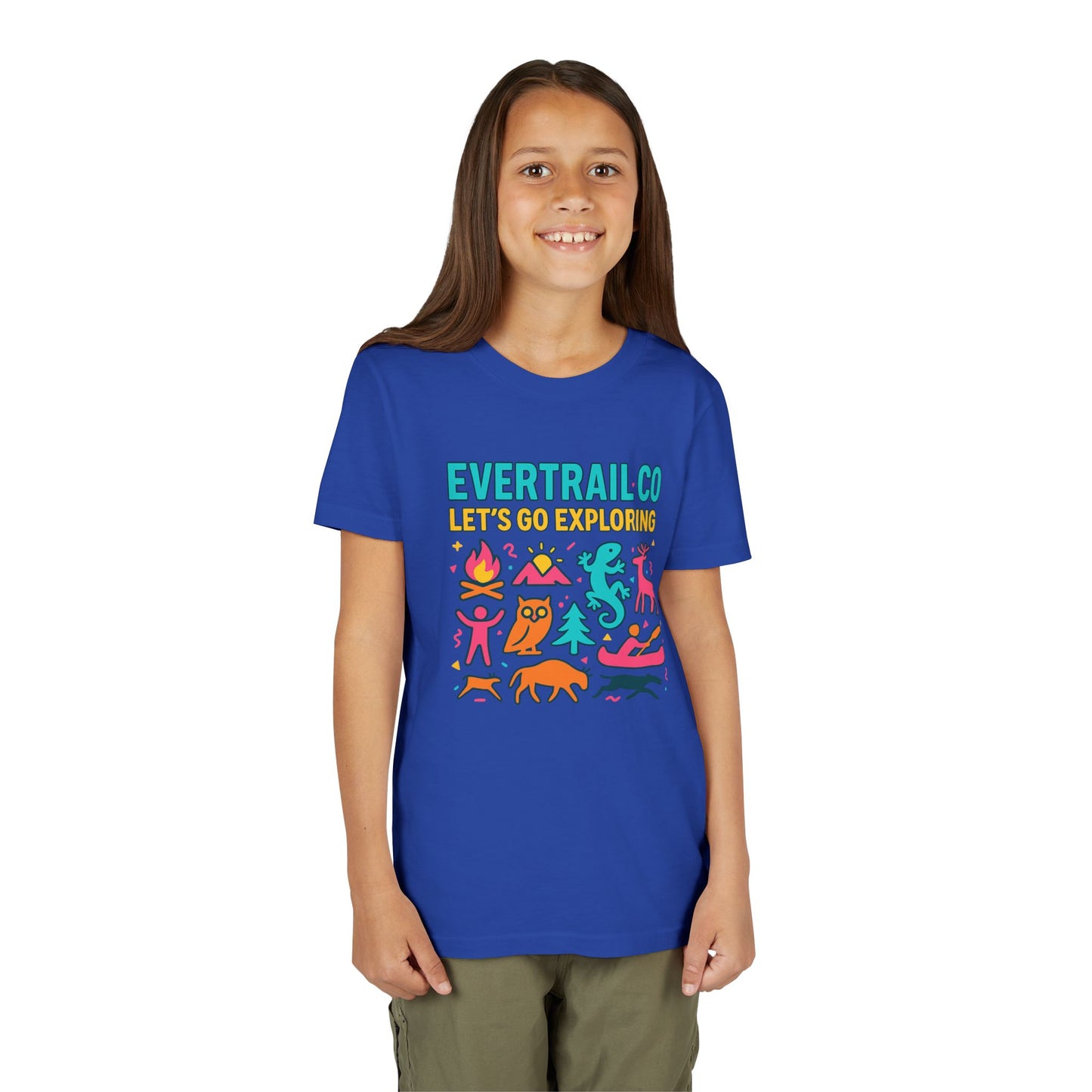 “Let’s Go Exploring” Retro Kids Adventure Shirt – 90s Nature Icons Tee by EverTrail Co.