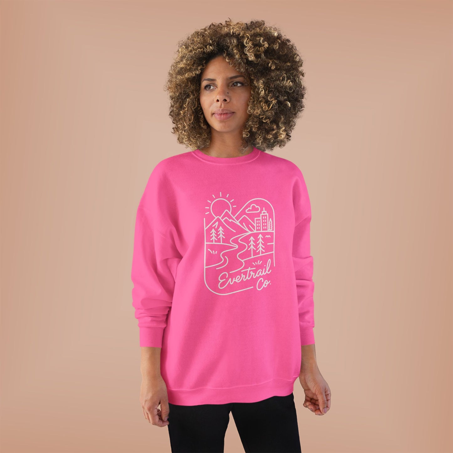 Women's Eco-Friendly Adventure Sweatshirt, Cozy Unisex Crewneck for Nature Lovers, Perfect for Camping, Hiking, Everyday Comfort