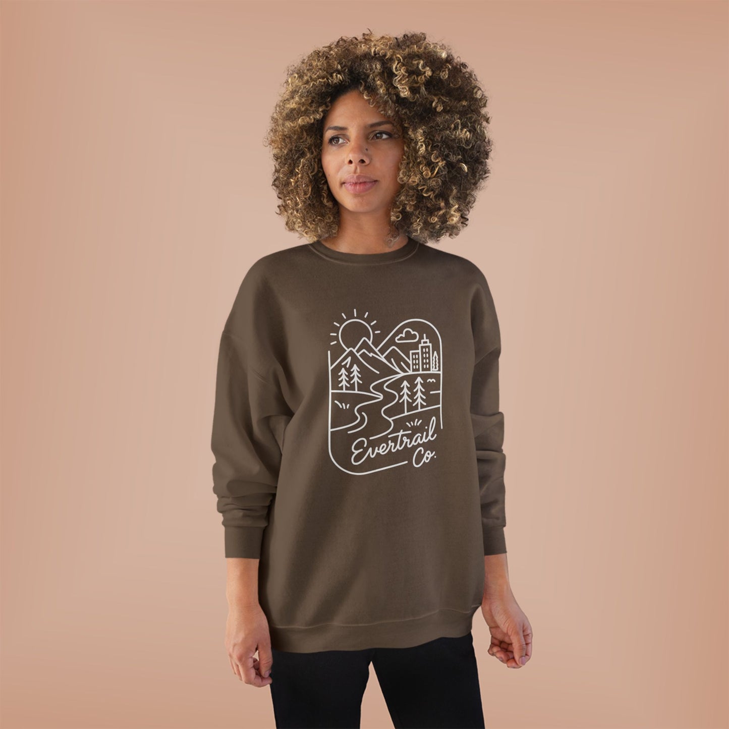 Women's Eco-Friendly Adventure Sweatshirt, Cozy Unisex Crewneck for Nature Lovers, Perfect for Camping, Hiking, Everyday Comfort