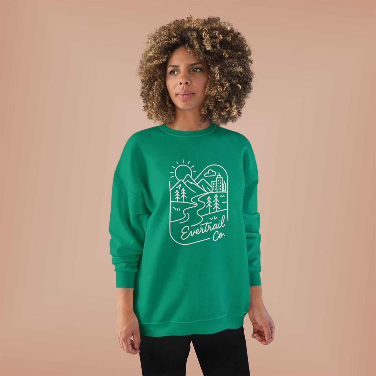 Women's Eco-Friendly Adventure Sweatshirt, Cozy Unisex Crewneck for Nature Lovers, Perfect for Camping, Hiking, Everyday Comfort
