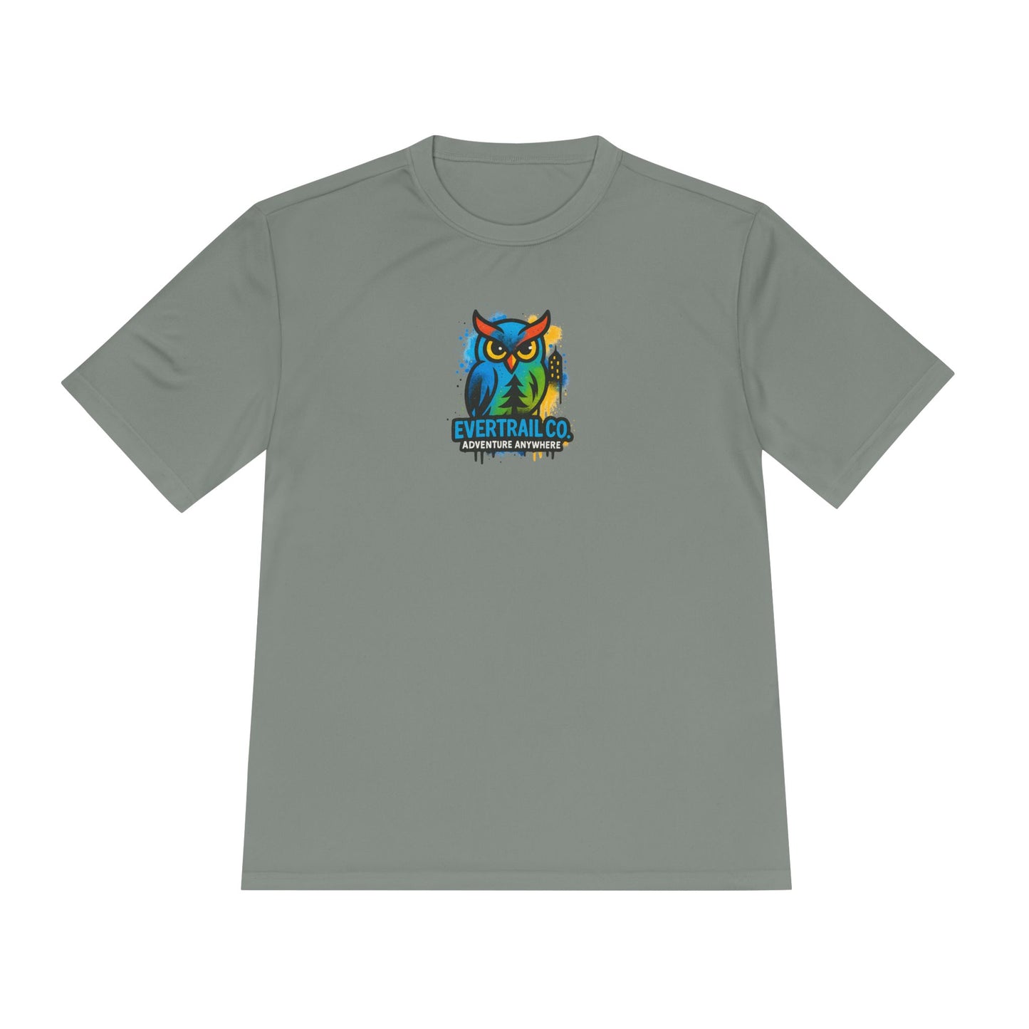 Colorful Urban Owl Unisex Moisture Wicking Tee for Active Lifestyles, Sports, Summer, Nature Lovers, Gift Idea