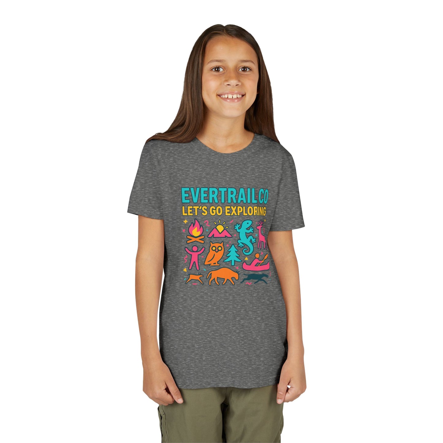 “Let’s Go Exploring” Retro Kids Adventure Shirt – 90s Nature Icons Tee by EverTrail Co.
