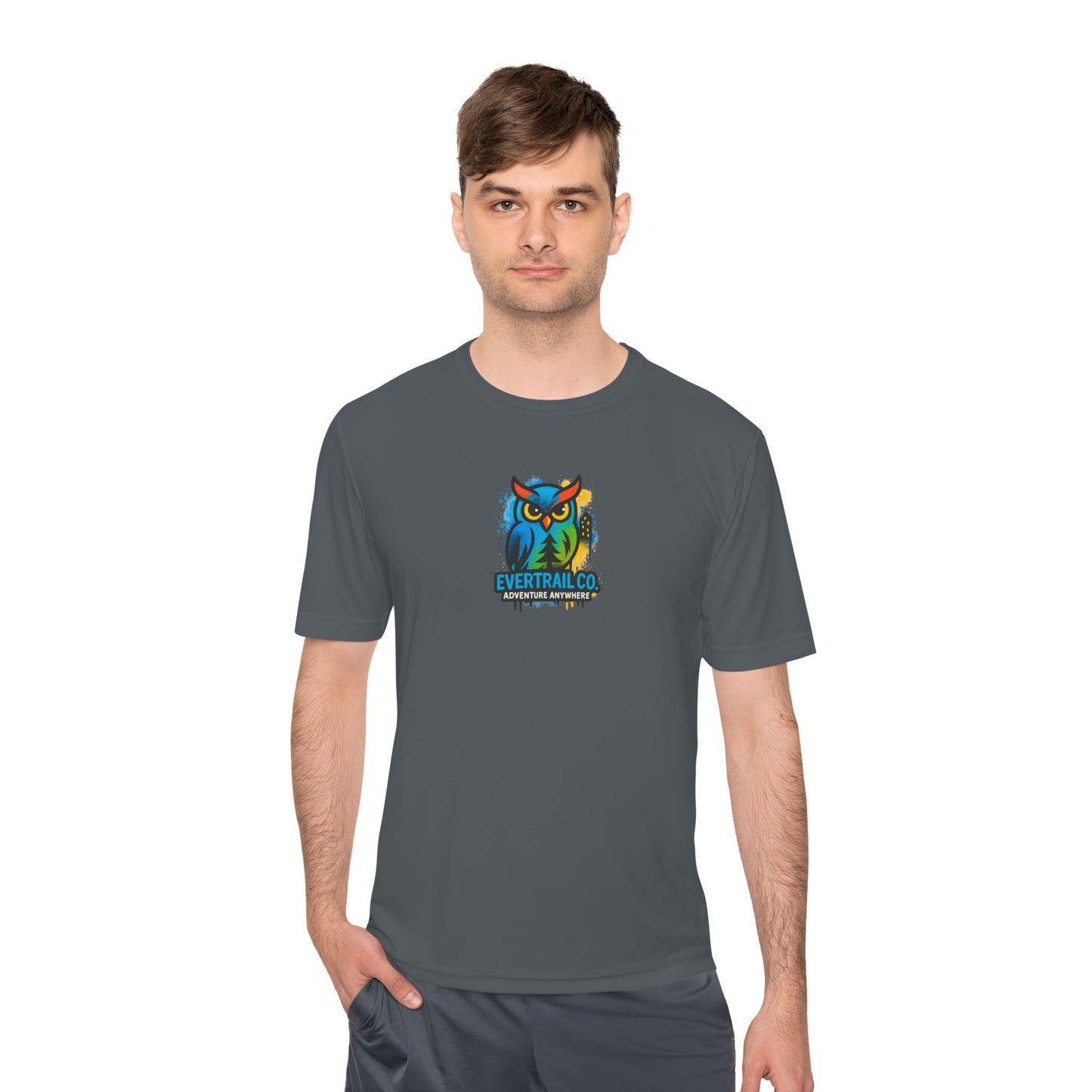 Colorful Urban Owl Unisex Moisture Wicking Tee for Active Lifestyles, Sports, Summer, Nature Lovers, Gift Idea
