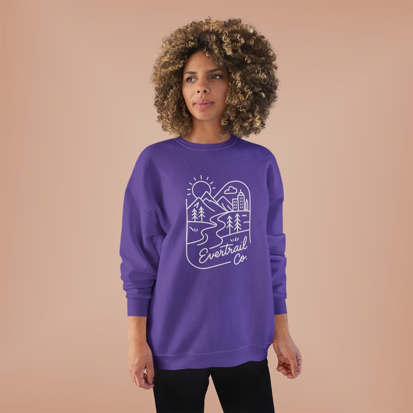 Women's Eco-Friendly Adventure Sweatshirt, Cozy Unisex Crewneck for Nature Lovers, Perfect for Camping, Hiking, Everyday Comfort