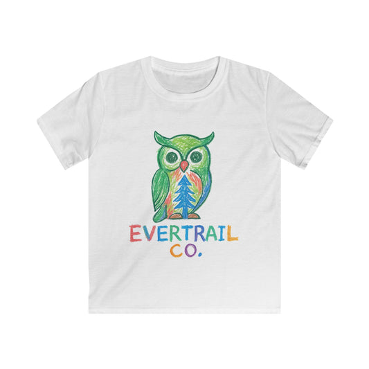 Colorful Crayon Drawn Owl Kids Tee - Perfect for Nature Lovers | Birthday Gift, Summer Outfit, Animal Lover, Eco-Friendly, Casual Wear