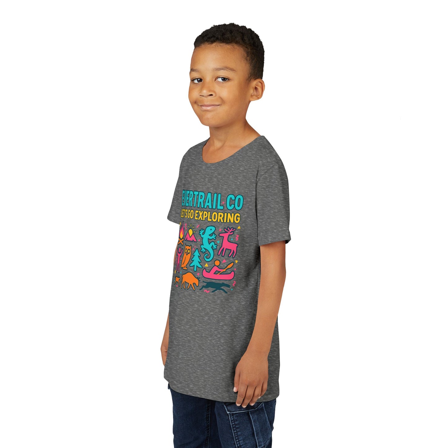 “Let’s Go Exploring” Retro Kids Adventure Shirt – 90s Nature Icons Tee by EverTrail Co.
