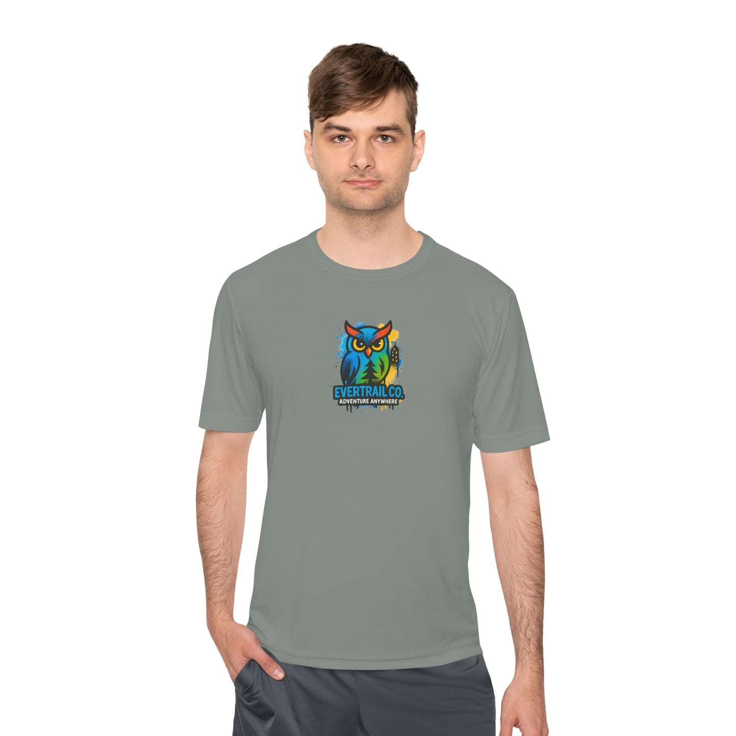 Colorful Urban Owl Unisex Moisture Wicking Tee for Active Lifestyles, Sports, Summer, Nature Lovers, Gift Idea