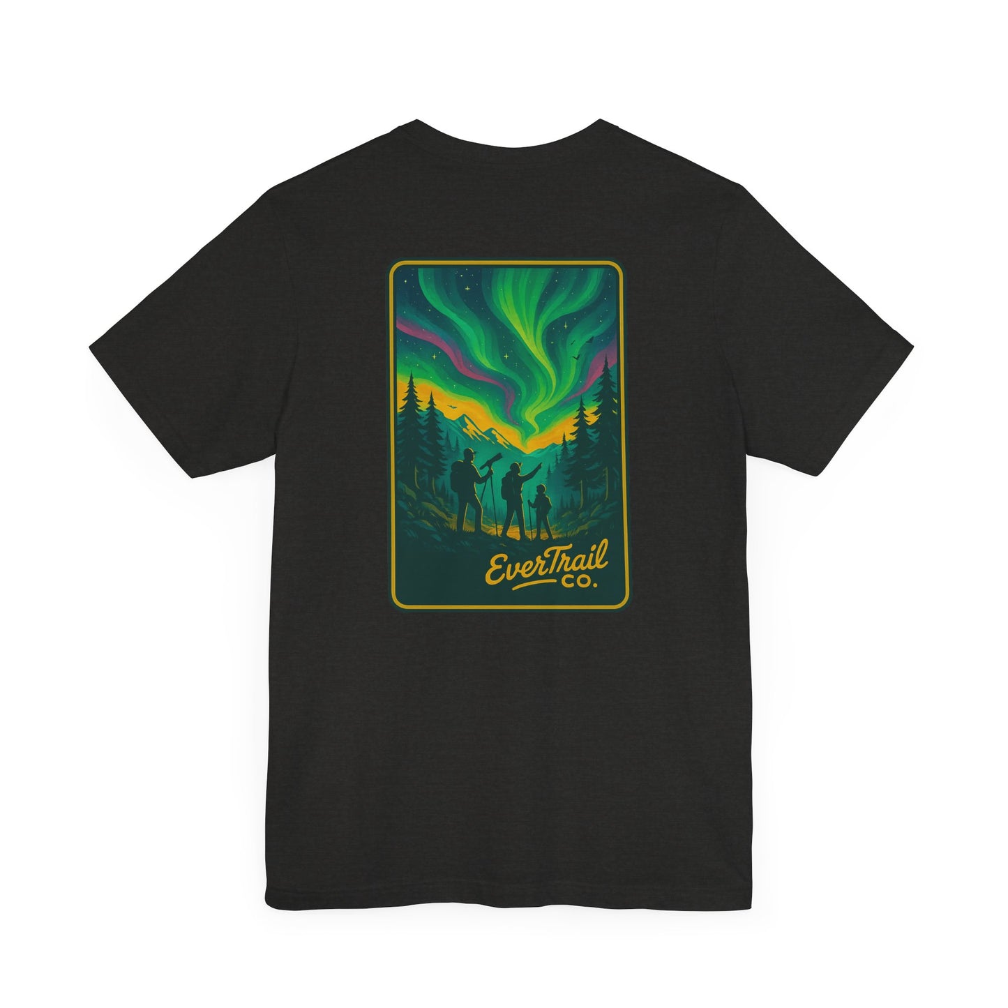 Northern Lights Adventure Awaits Graphic Tee, Unisex Outdoors Shirt, Nature Lover Clothing, Camping Tee, Starry Night Casual Wear, Gift for Adventurers
