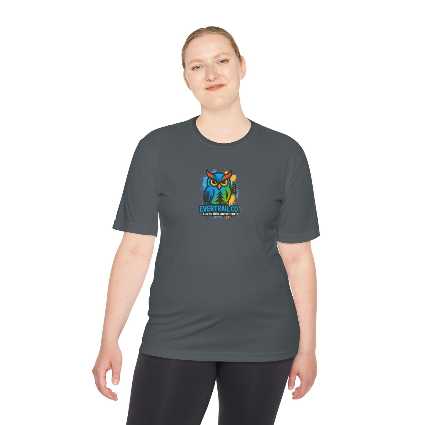 Colorful Urban Owl Unisex Moisture Wicking Tee for Active Lifestyles, Sports, Summer, Nature Lovers, Gift Idea