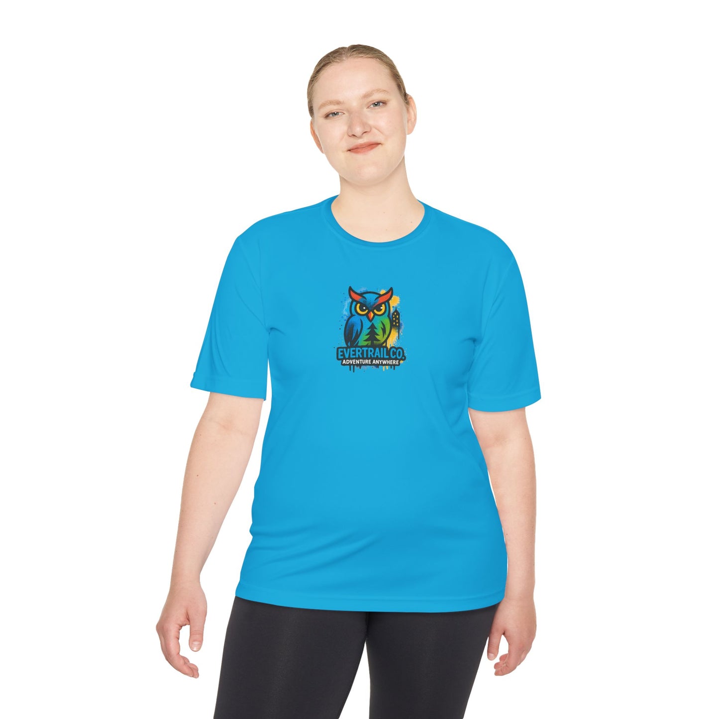 Colorful Urban Owl Unisex Moisture Wicking Tee for Active Lifestyles, Sports, Summer, Nature Lovers, Gift Idea