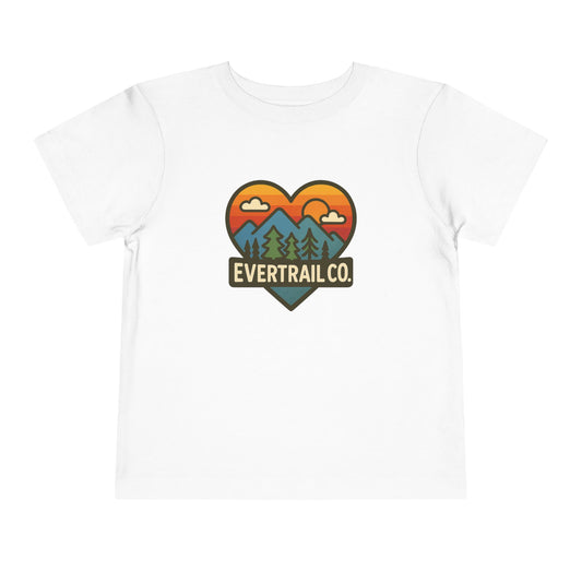 Girls Evergreen Heart Toddler Tee, Nature Lover Shirt, Camping T-Shirt, Outdoor Adventure Top, Kids Gift for Explorers
